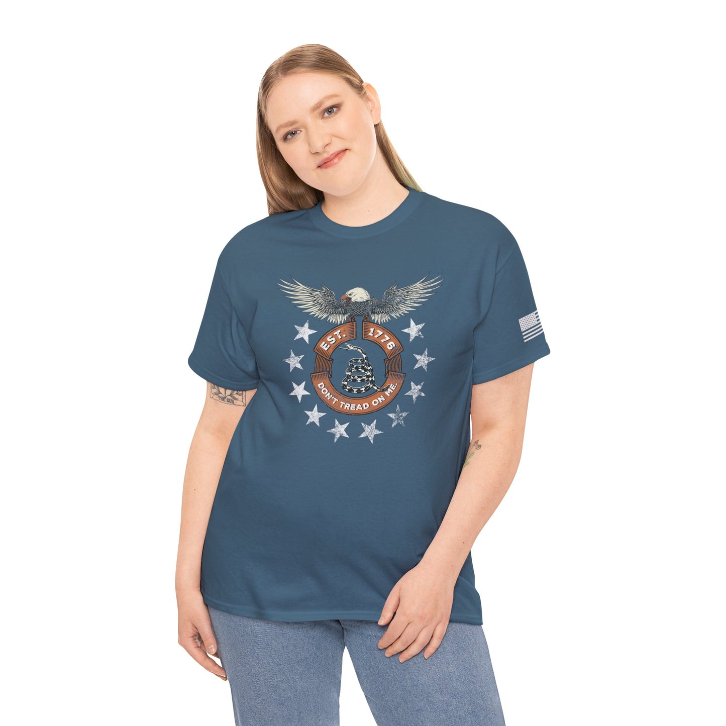 Patriotic Unisex T-Shirt - Screaming Eagle Gadsen Snake USA Design