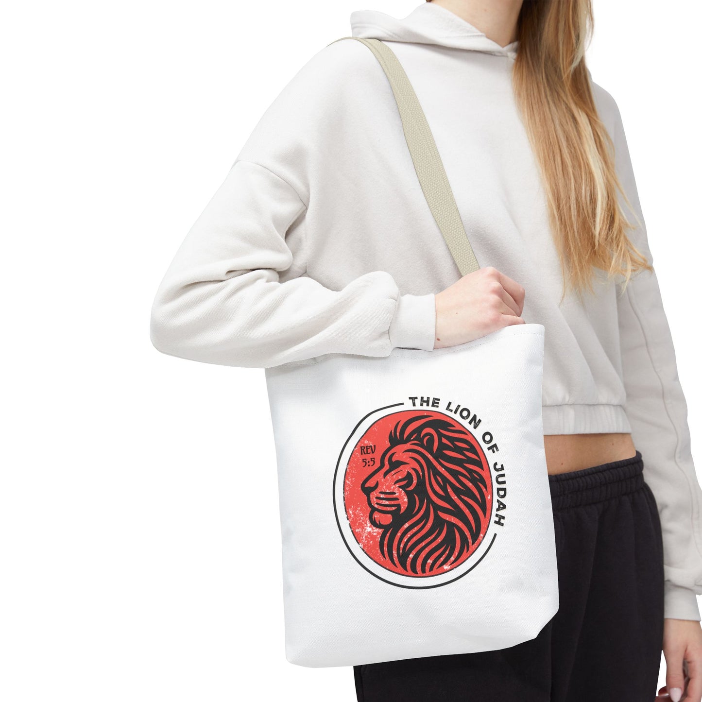 Faith Tote Bag - Romans 5:5 "The Lion of Judah" Design
