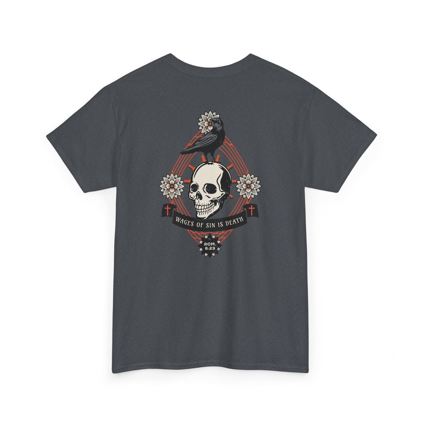 Faith Raven Skull Romans 6:23 Gothic Tee Design