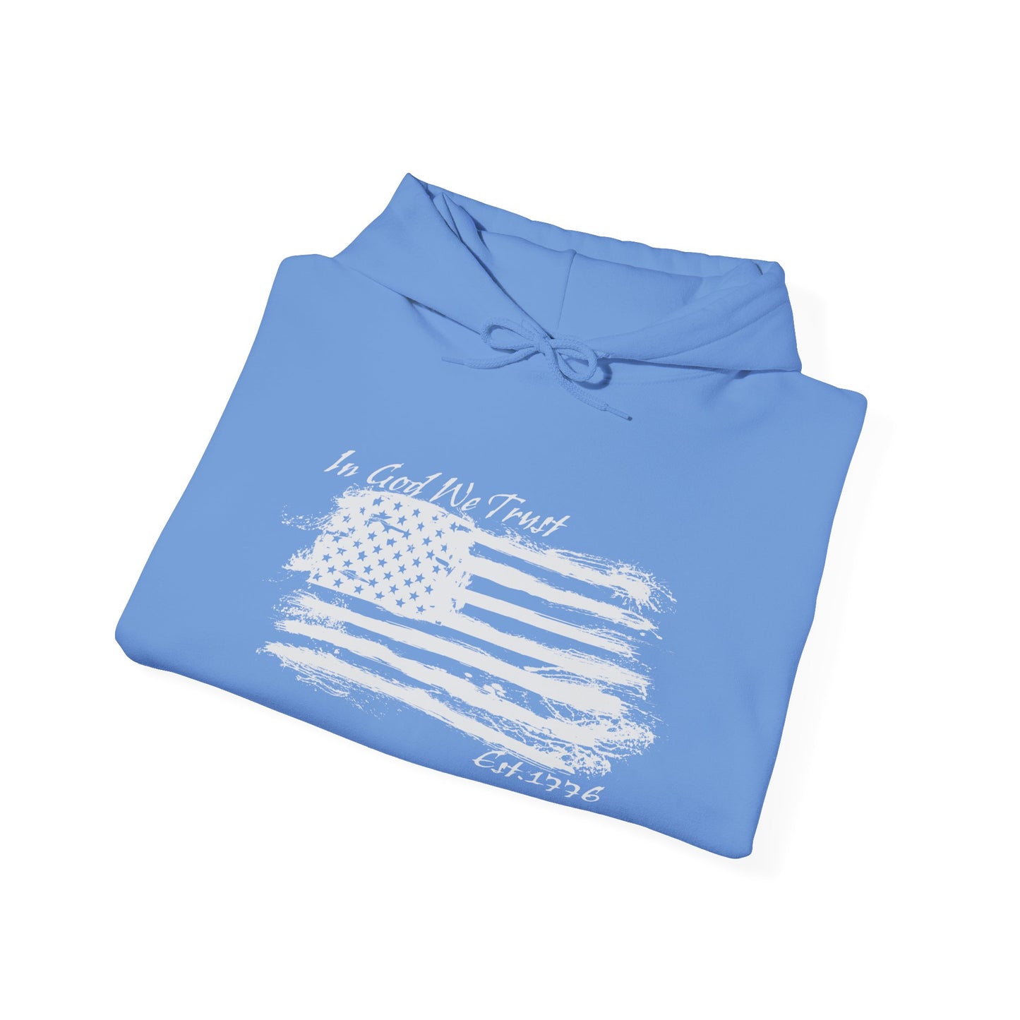 Patriotic "In God We Trust - 1776" Hooded Unisex Sweatshirt *Wht