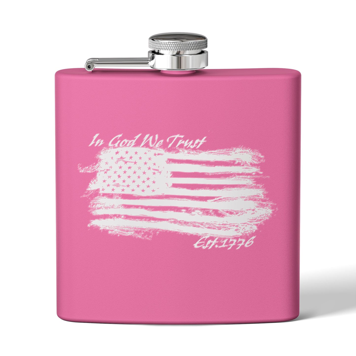 Patriotic Stainless Steel Flask - In God We Trust USA Design *Wht