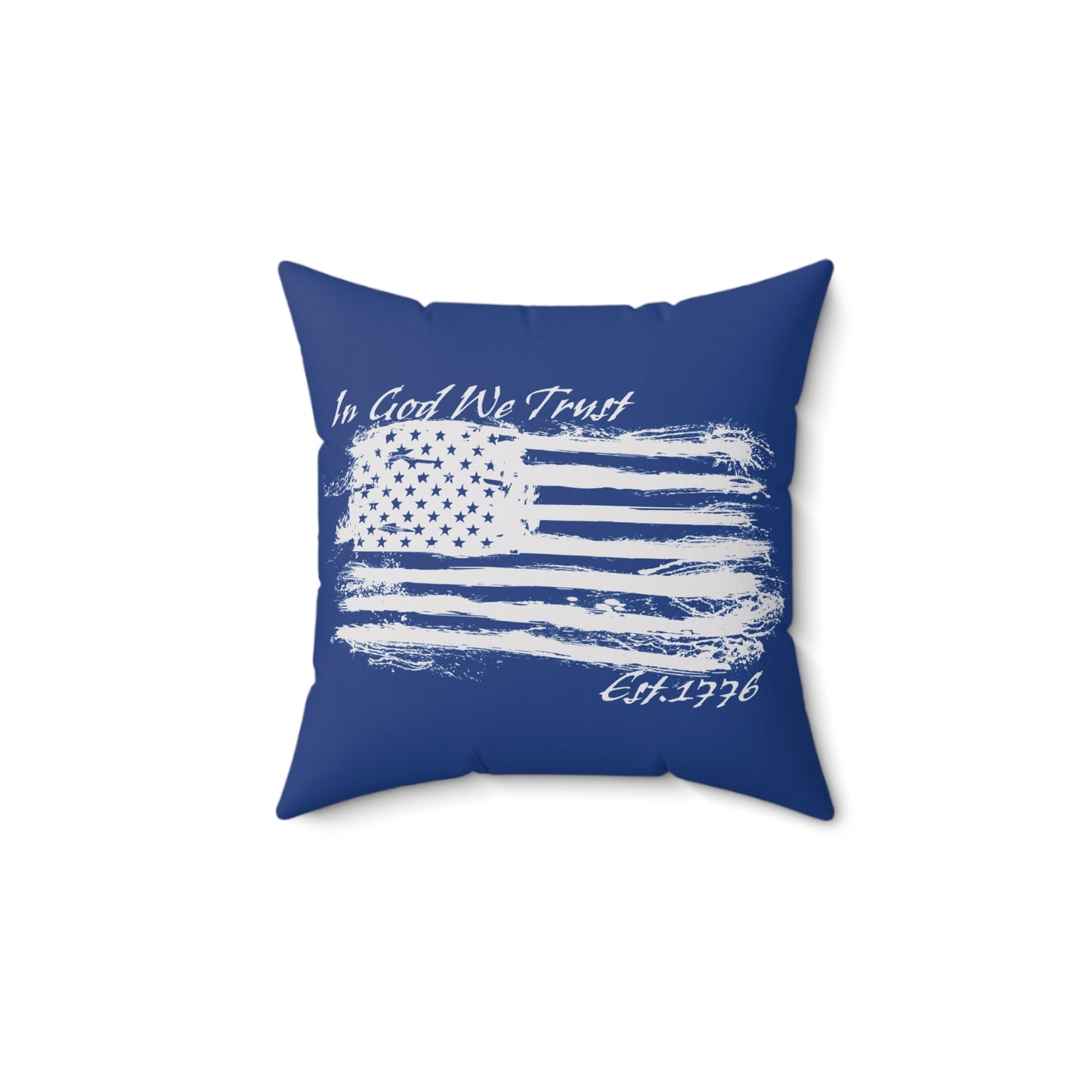 USA Patriotic Decor Pillow - In God We Trust Throw Cushion *Blue
