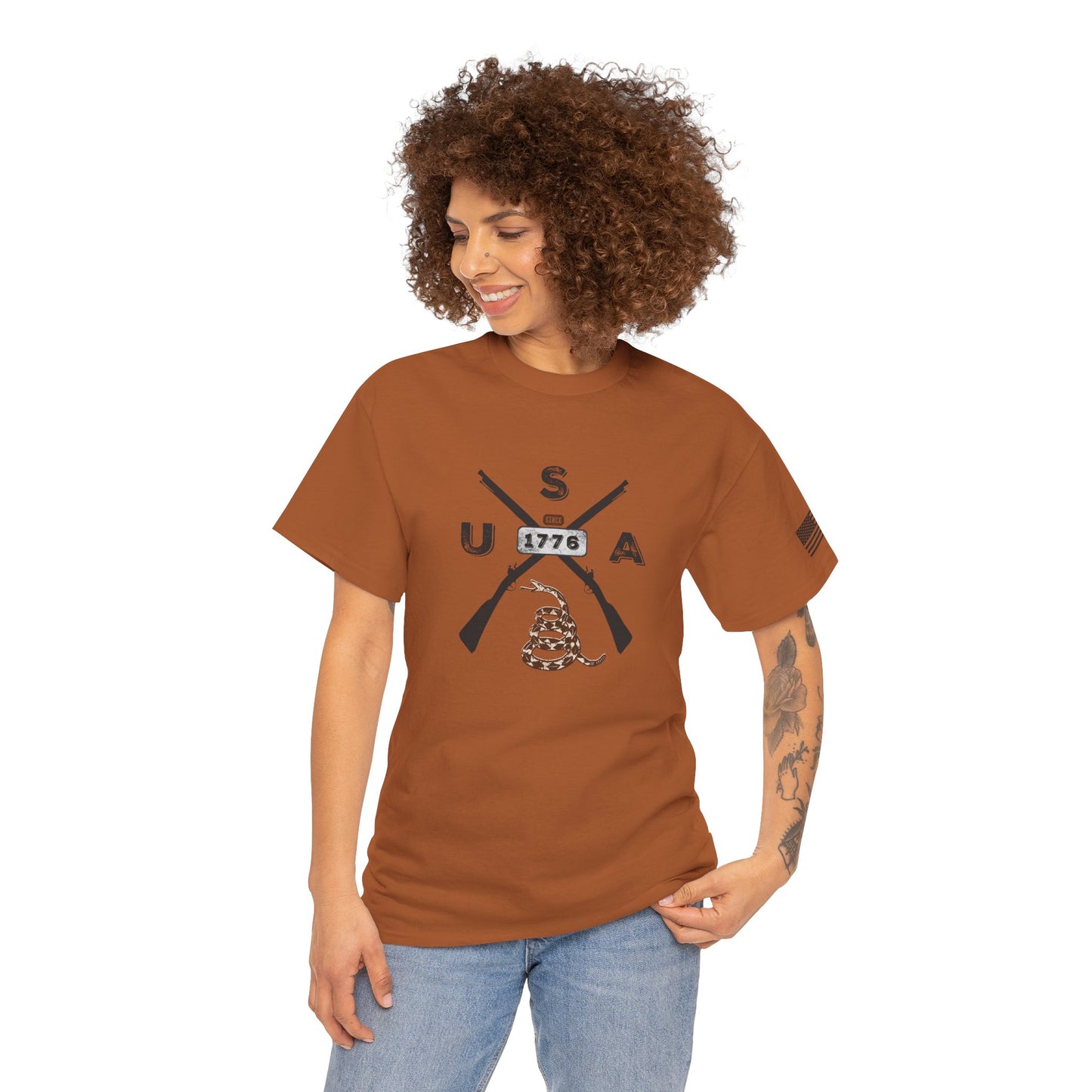 Patriotic Unisex T-Shirt - Gadsen USA Design *Blk