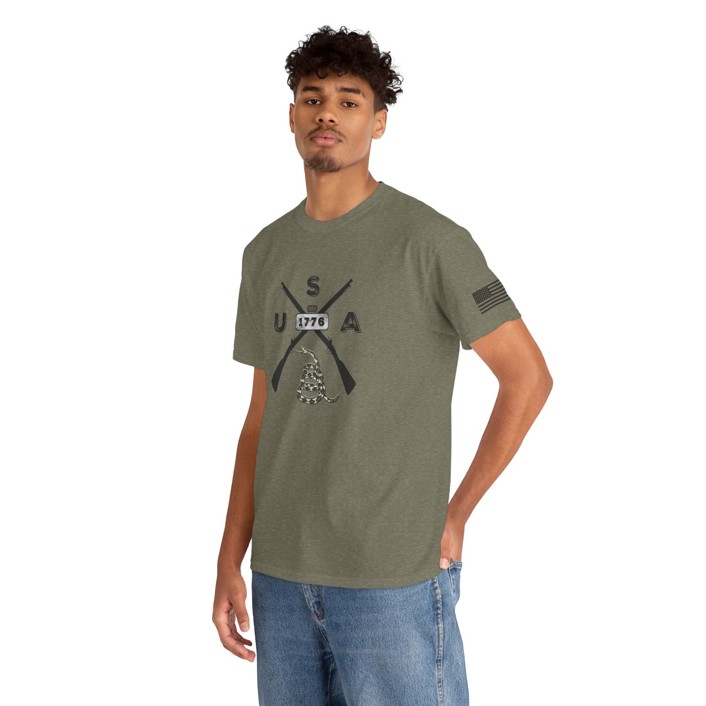Patriotic Unisex T-Shirt - Gadsen USA Design *Blk