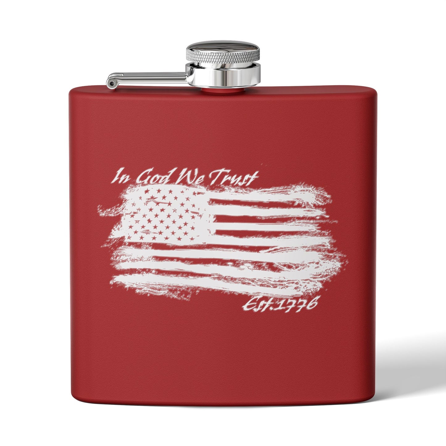 Patriotic Stainless Steel Flask - In God We Trust USA Design *Wht