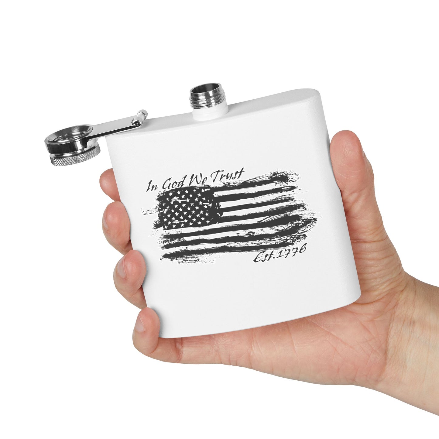 Patriotic Stainless Steel Flask - In God We Trust USA Design