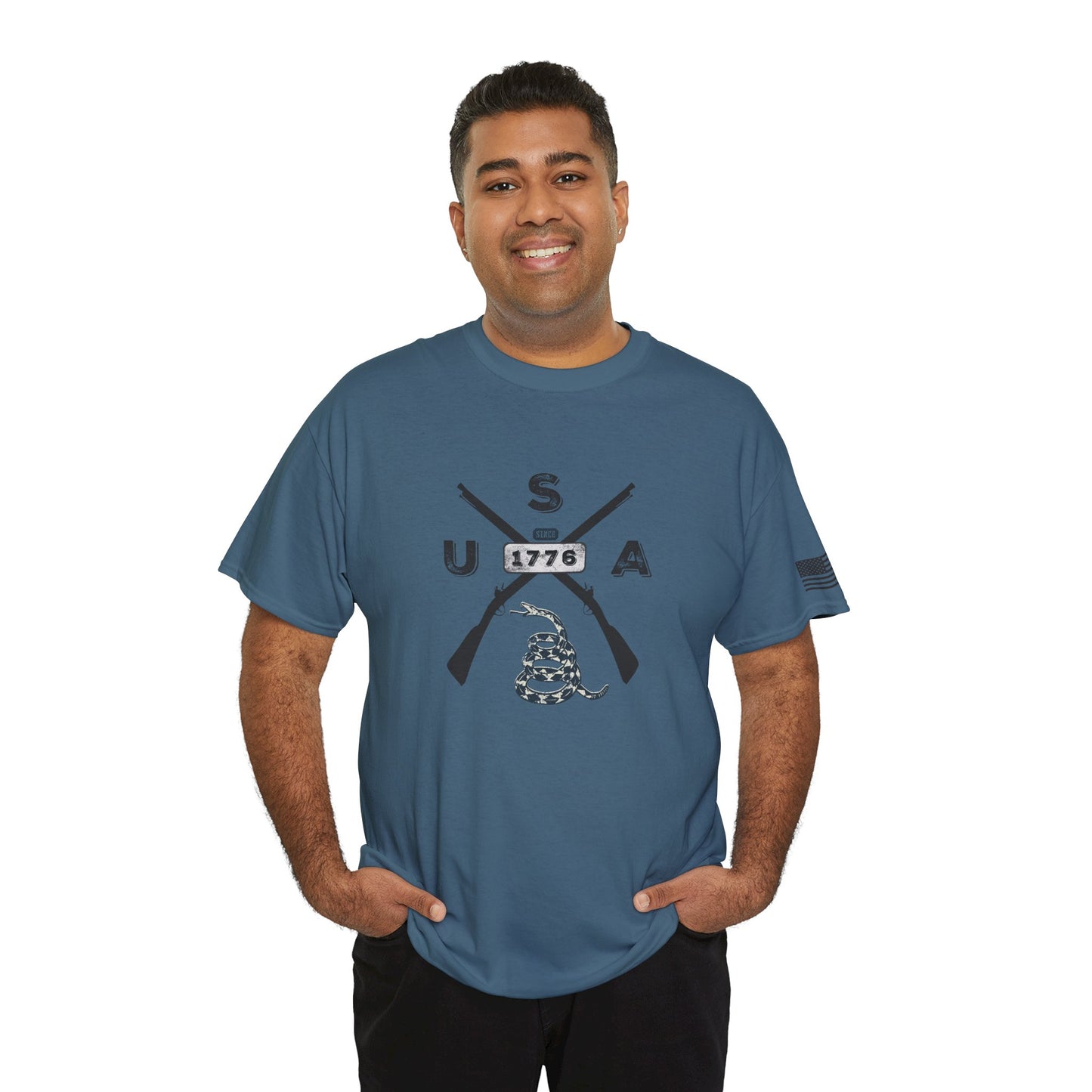 Patriotic Unisex T-Shirt - Gadsen USA Design *Blk
