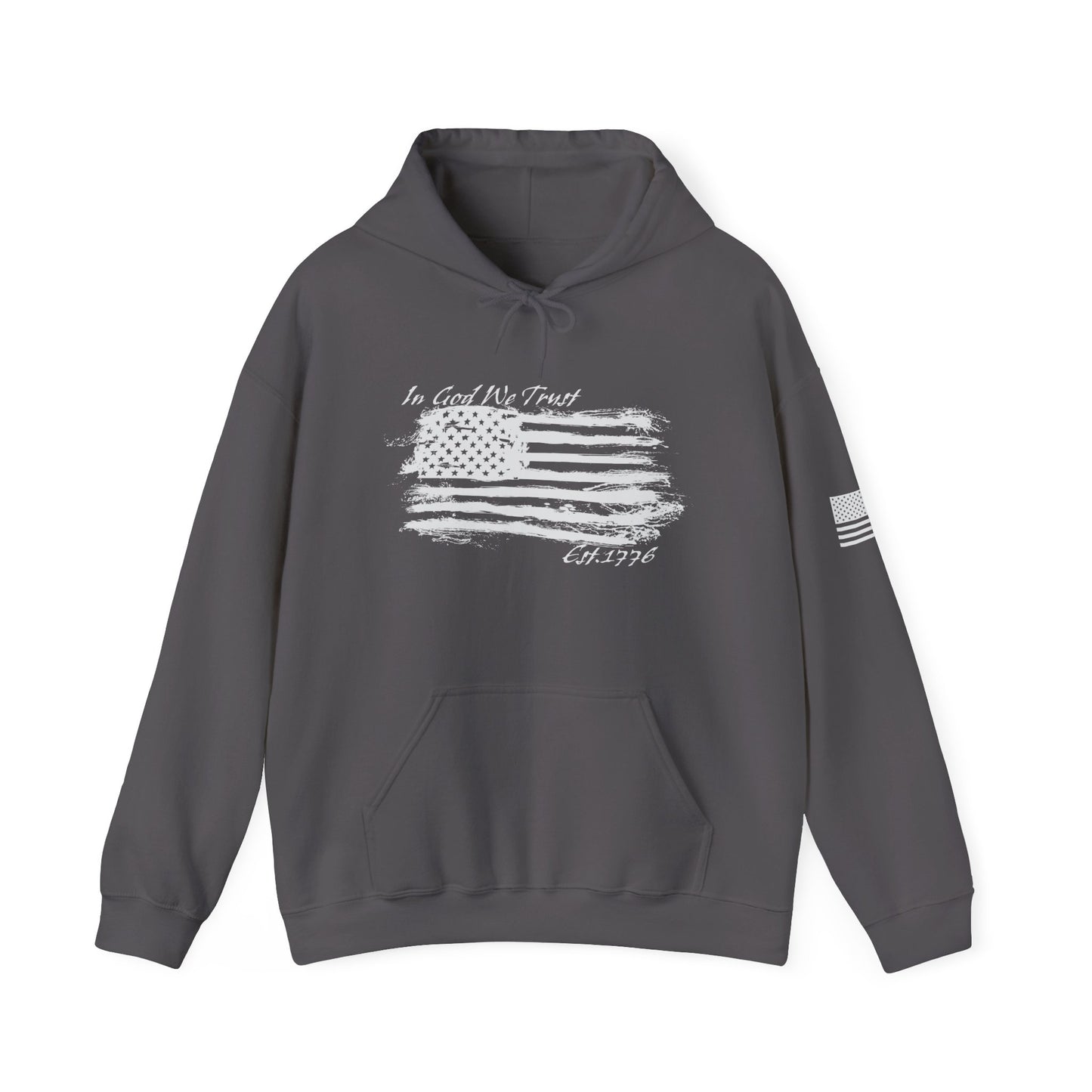 Patriotic "In God We Trust - 1776" Hooded Unisex Sweatshirt *Wht