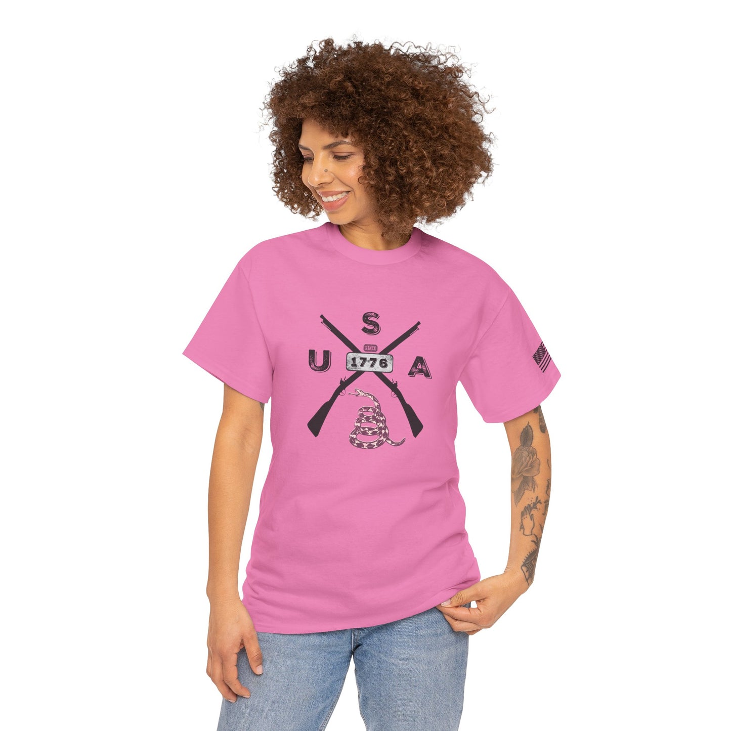 Patriotic Unisex T-Shirt - Gadsen USA Design *Blk