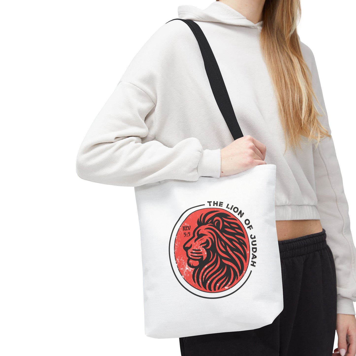 Faith Tote Bag - Romans 5:5 "The Lion of Judah" Design