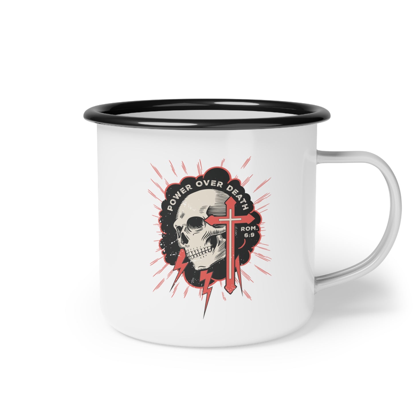 Enamel Camp Mug - "Power Over Death" Romans 6:9