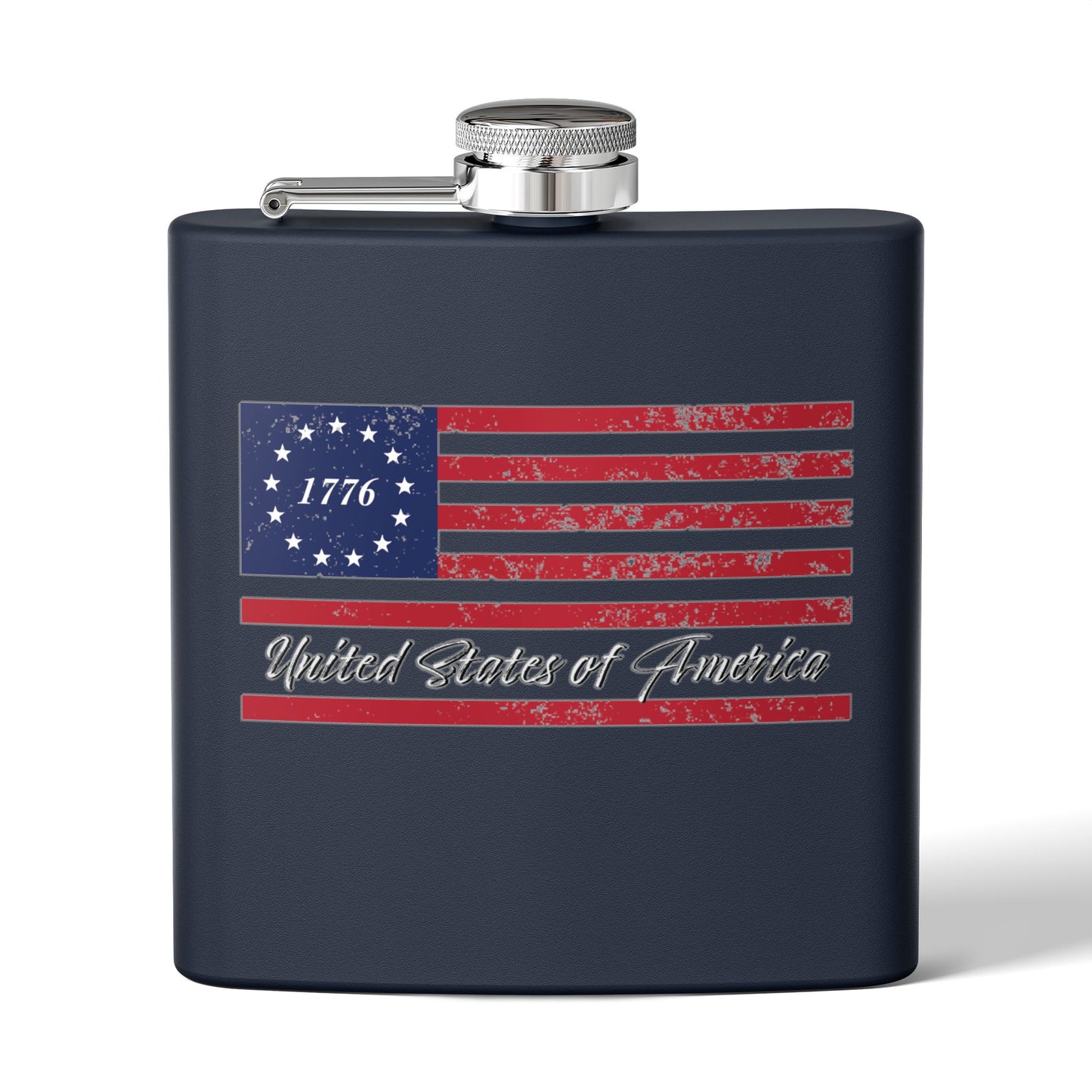 Patriotic Stainless Steel Flask - Betsy Ross USA Design *Blu