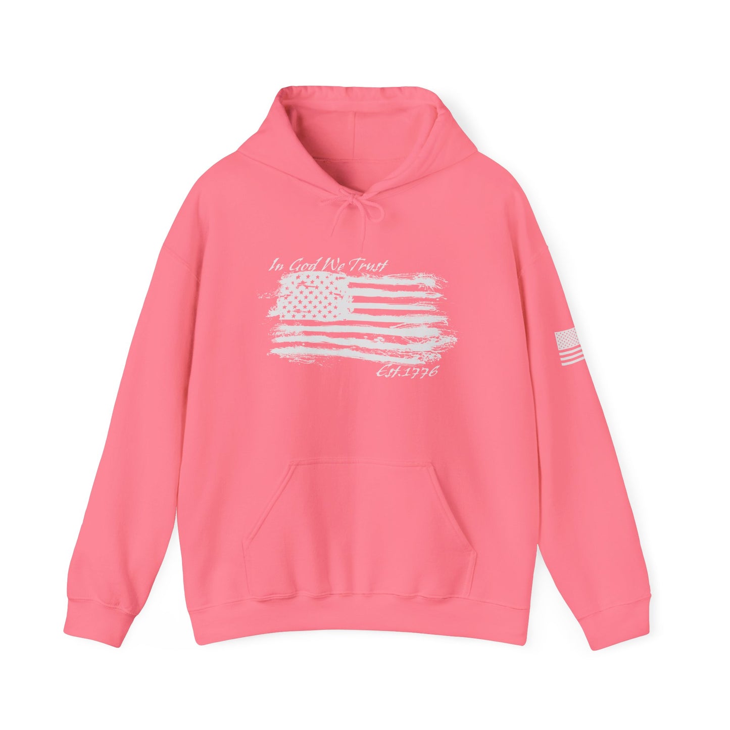 Patriotic "In God We Trust - 1776" Hooded Unisex Sweatshirt *Wht