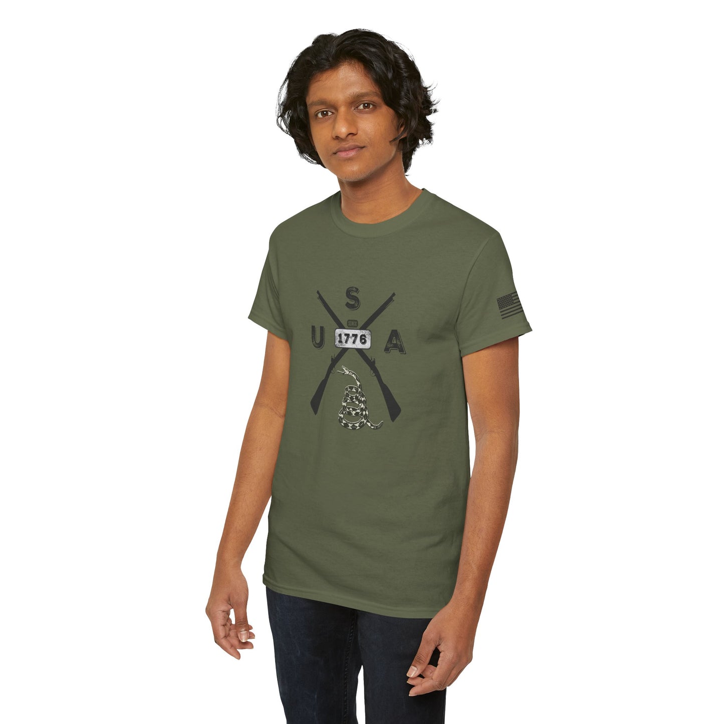 Patriotic Unisex T-Shirt - Gadsen USA Design *Blk