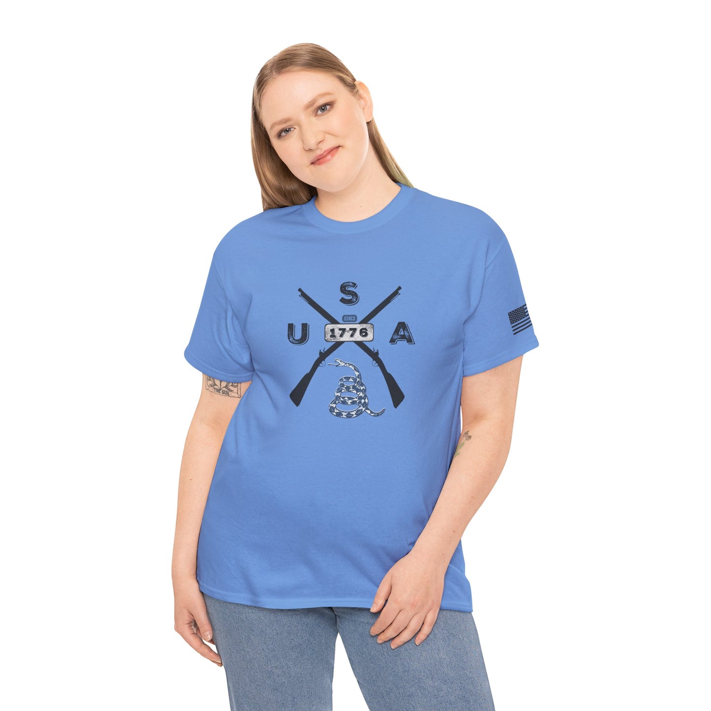 Patriotic Unisex T-Shirt - Gadsen USA Design *Blk