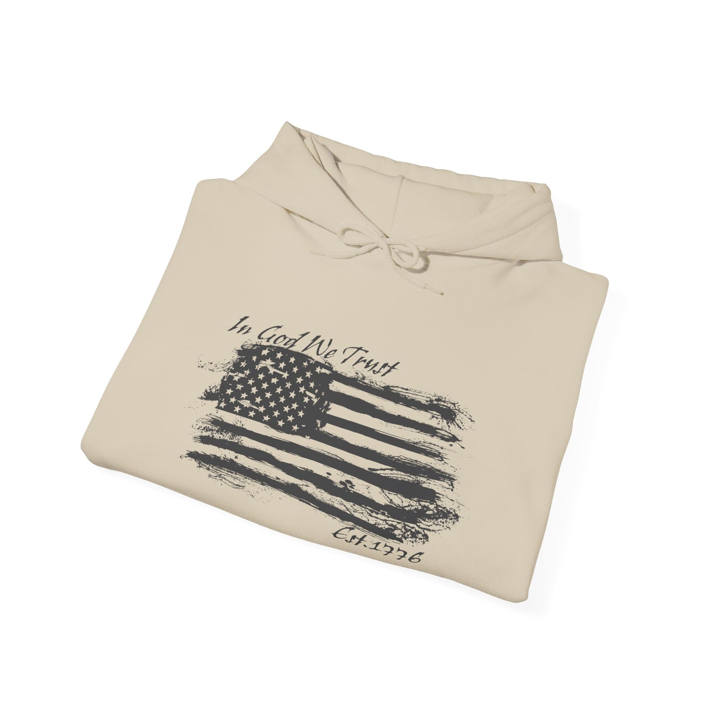 Patriotic "In God We Trust - 1776" Hooded Unisex Sweatshirt *Blk