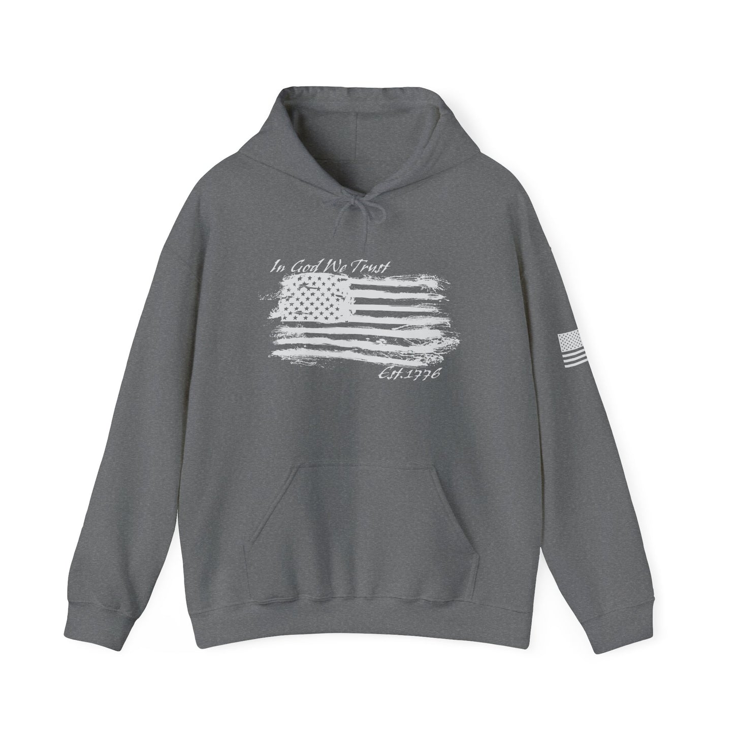 Patriotic "In God We Trust - 1776" Hooded Unisex Sweatshirt *Wht