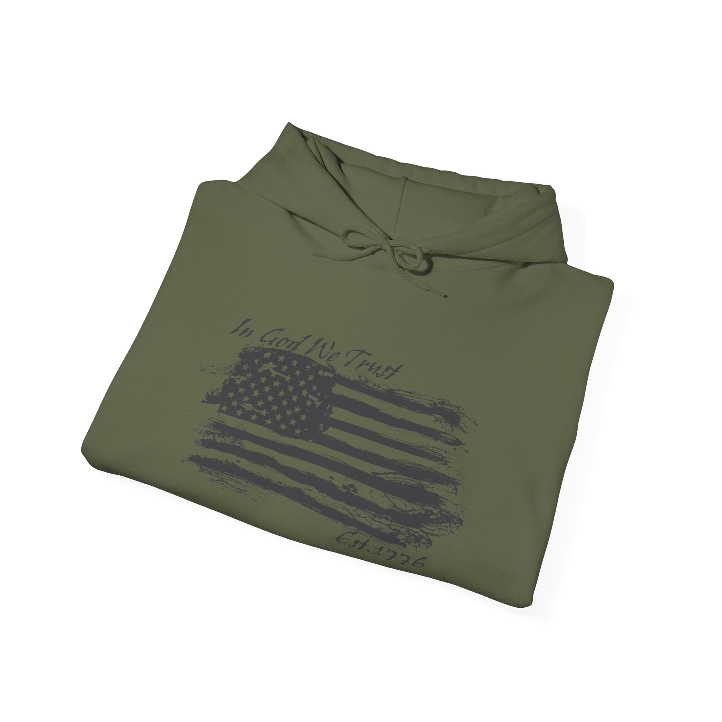 Patriotic "In God We Trust - 1776" Hooded Unisex Sweatshirt *Blk