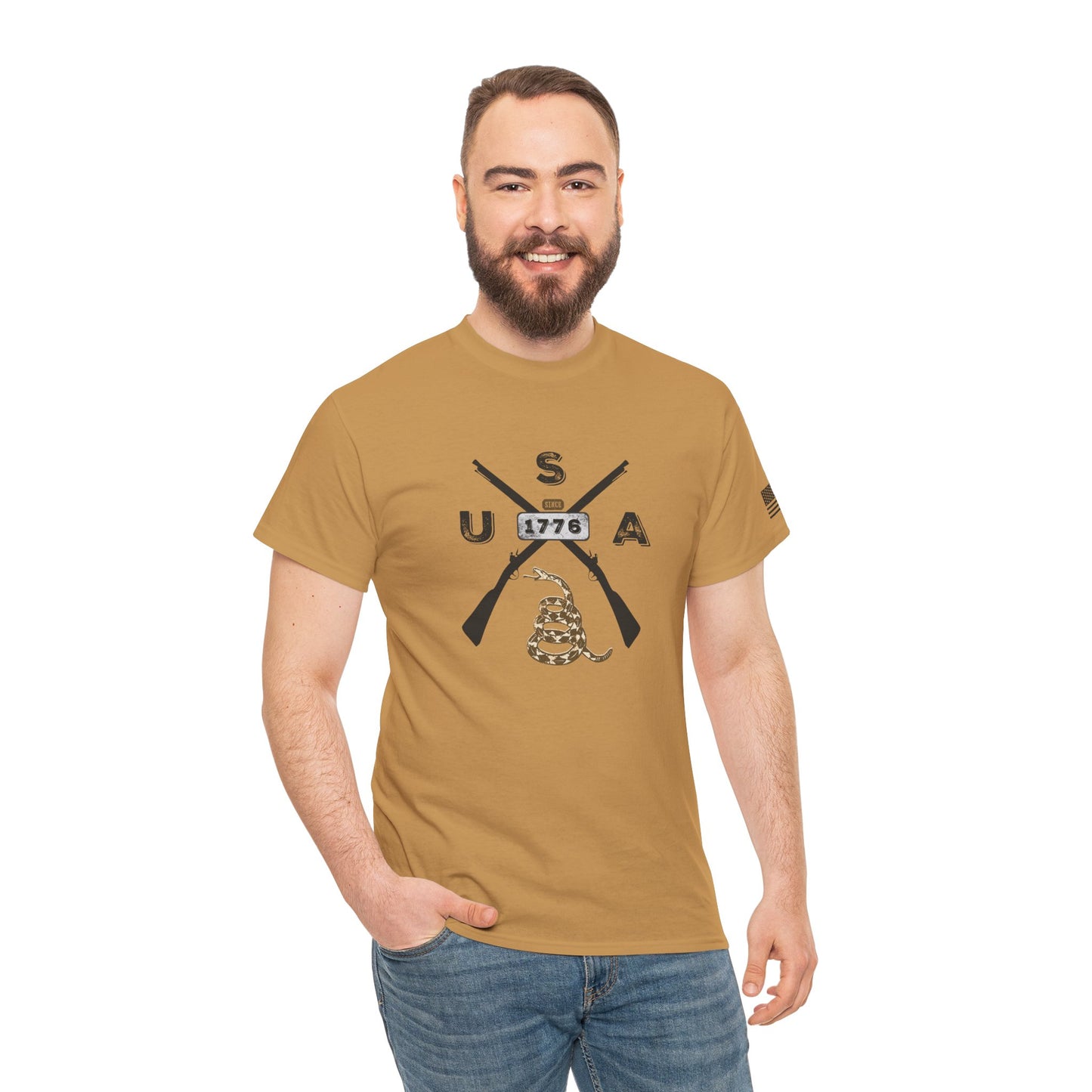 Patriotic Unisex T-Shirt - Gadsen USA Design *Blk