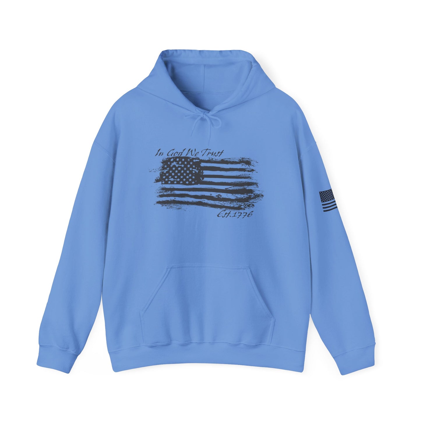 Patriotic "In God We Trust - 1776" Hooded Unisex Sweatshirt *Blk