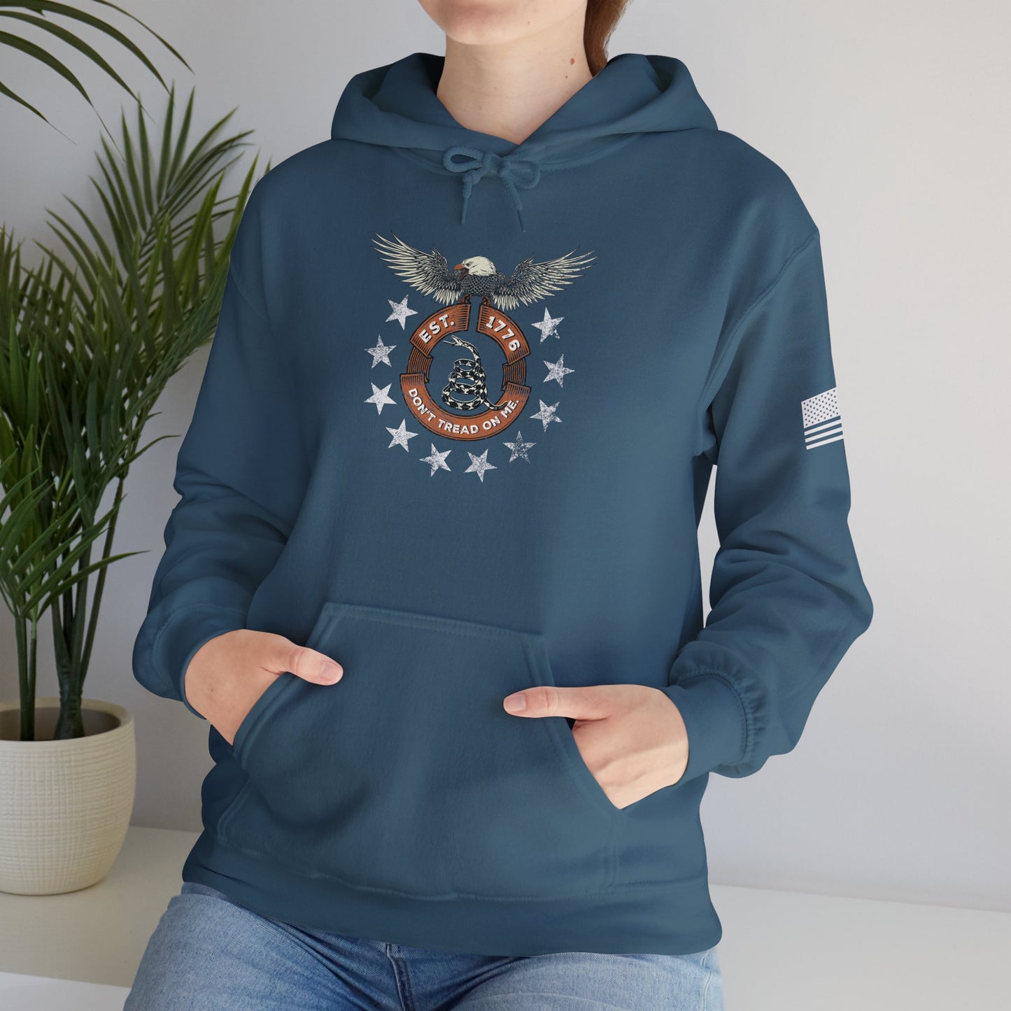 Patriotic Unisex Sweatshirt - Screaming Eagle Gadsen Snake USA Design