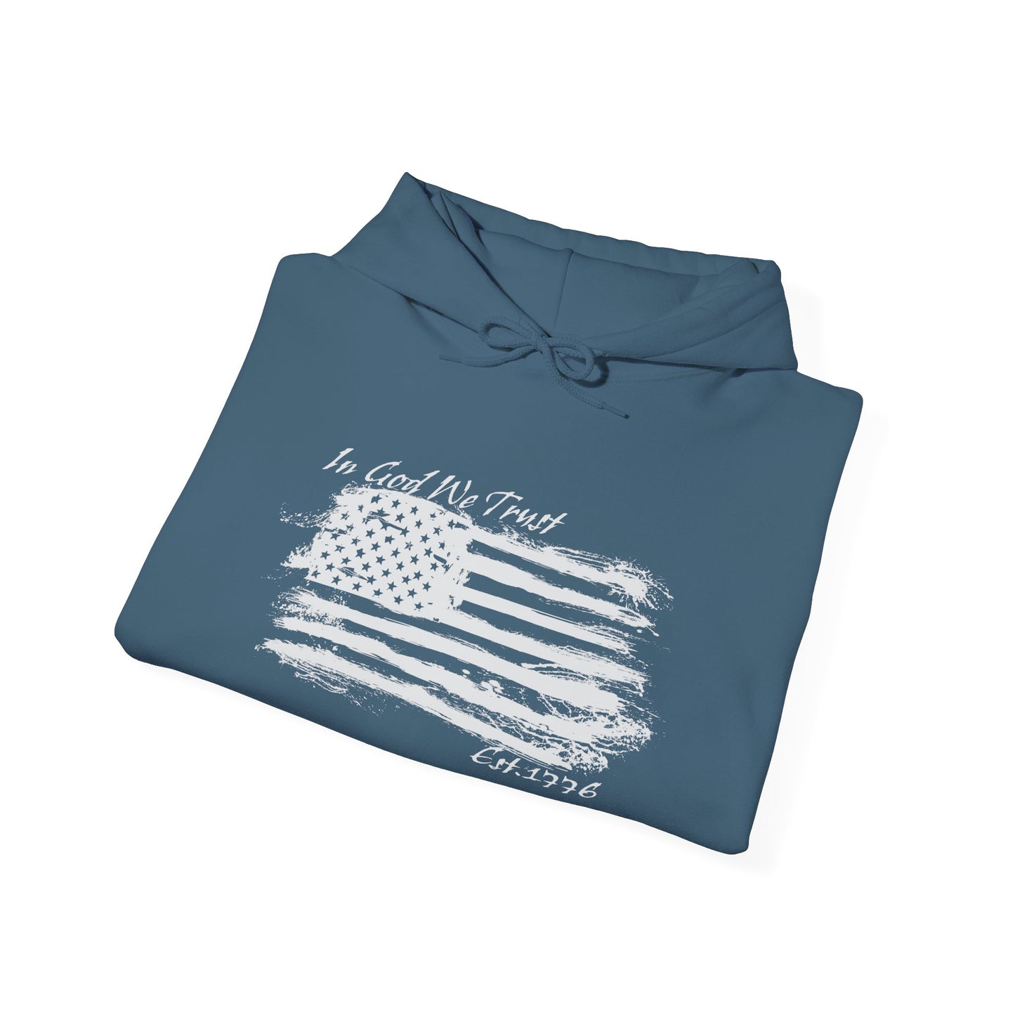 Patriotic "In God We Trust - 1776" Hooded Unisex Sweatshirt *Wht