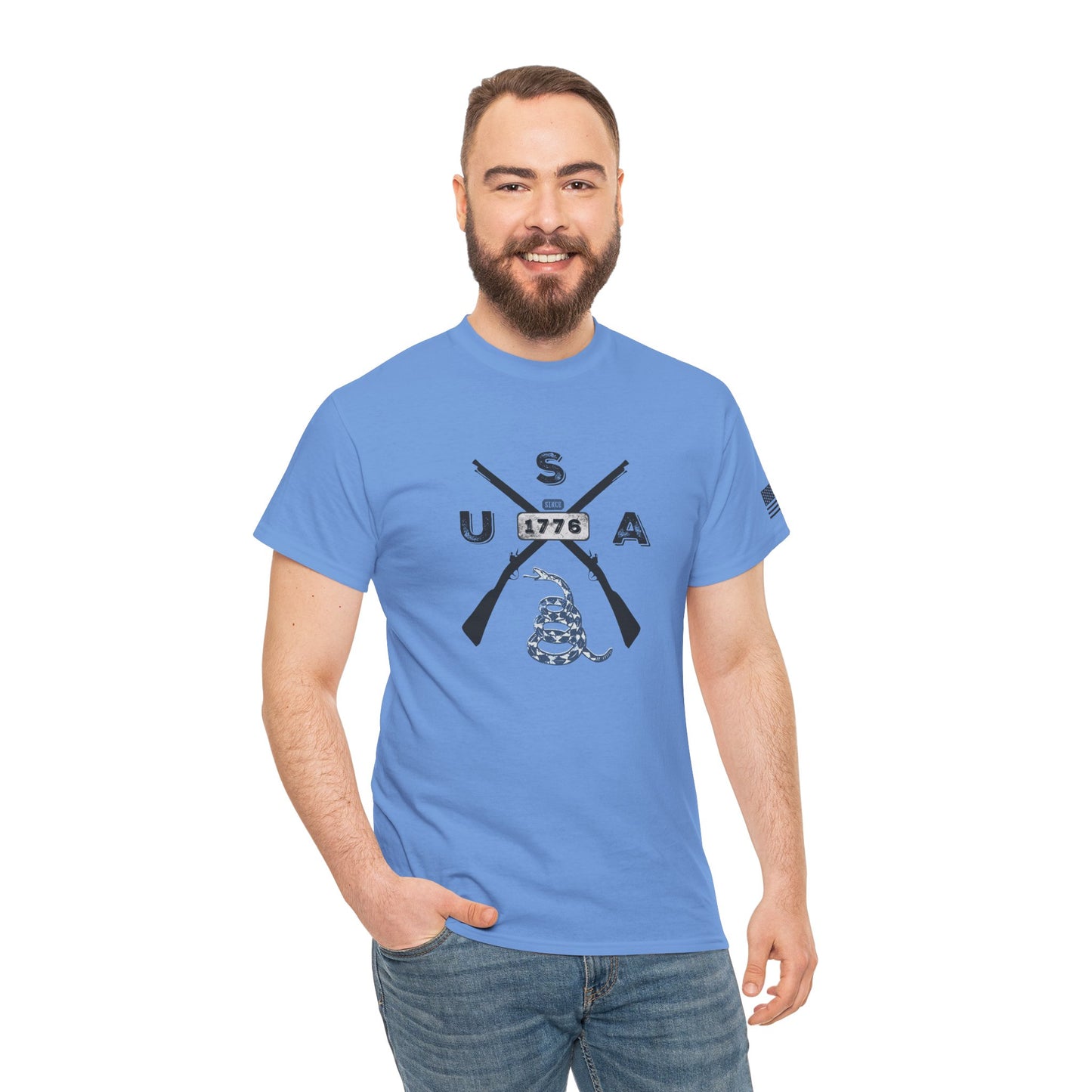 Patriotic Unisex T-Shirt - Gadsen USA Design *Blk
