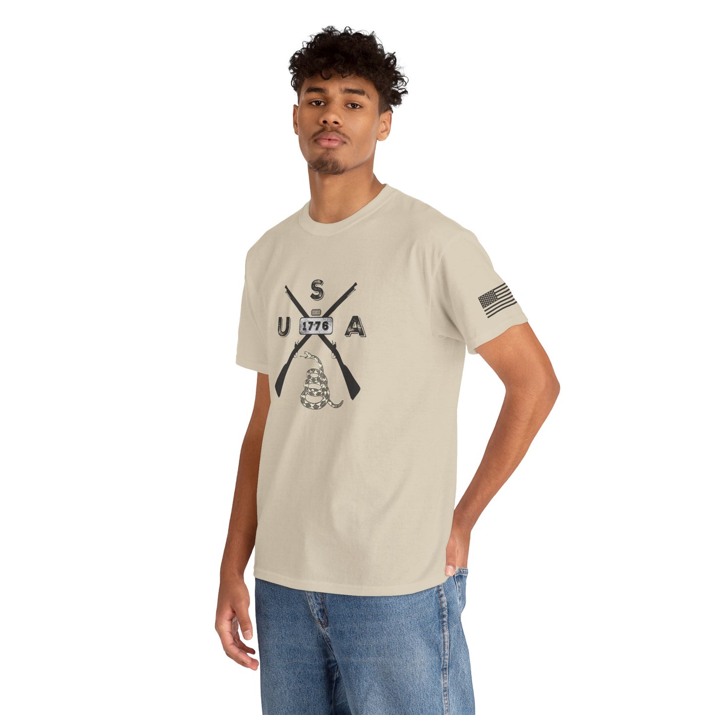 Patriotic Unisex T-Shirt - Gadsen USA Design *Blk