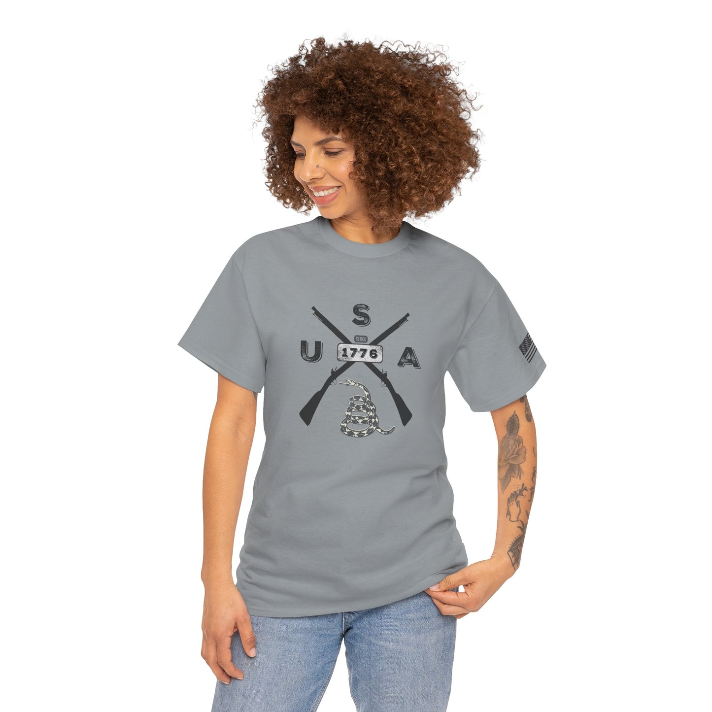 Patriotic Unisex T-Shirt - Gadsen USA Design *Blk