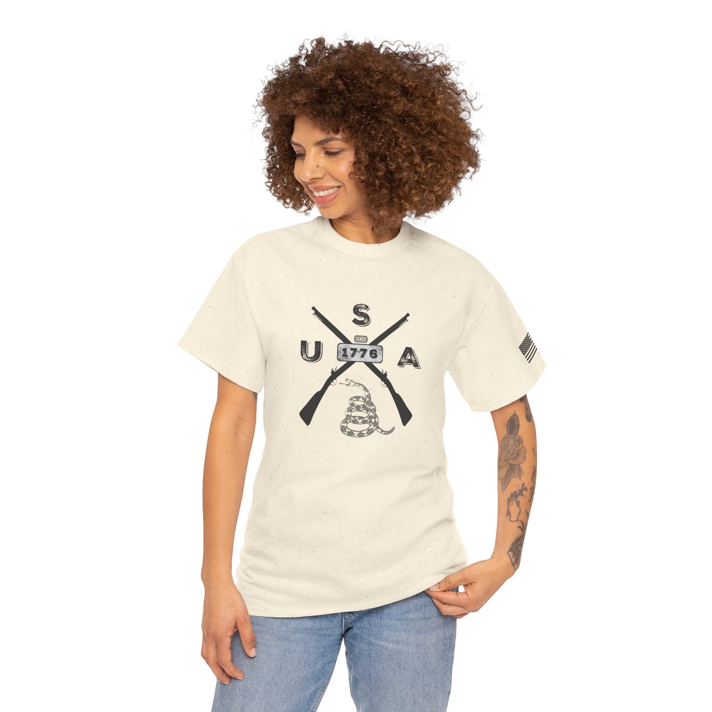 Patriotic Unisex T-Shirt - Gadsen USA Design *Blk