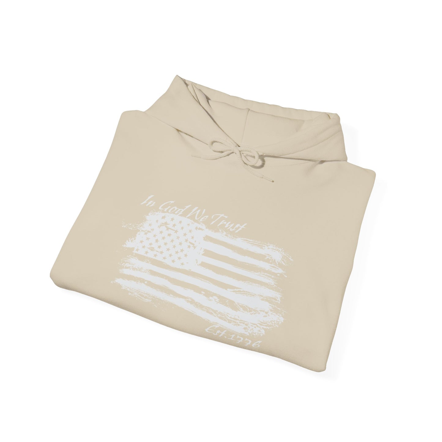 Patriotic "In God We Trust - 1776" Hooded Unisex Sweatshirt *Wht