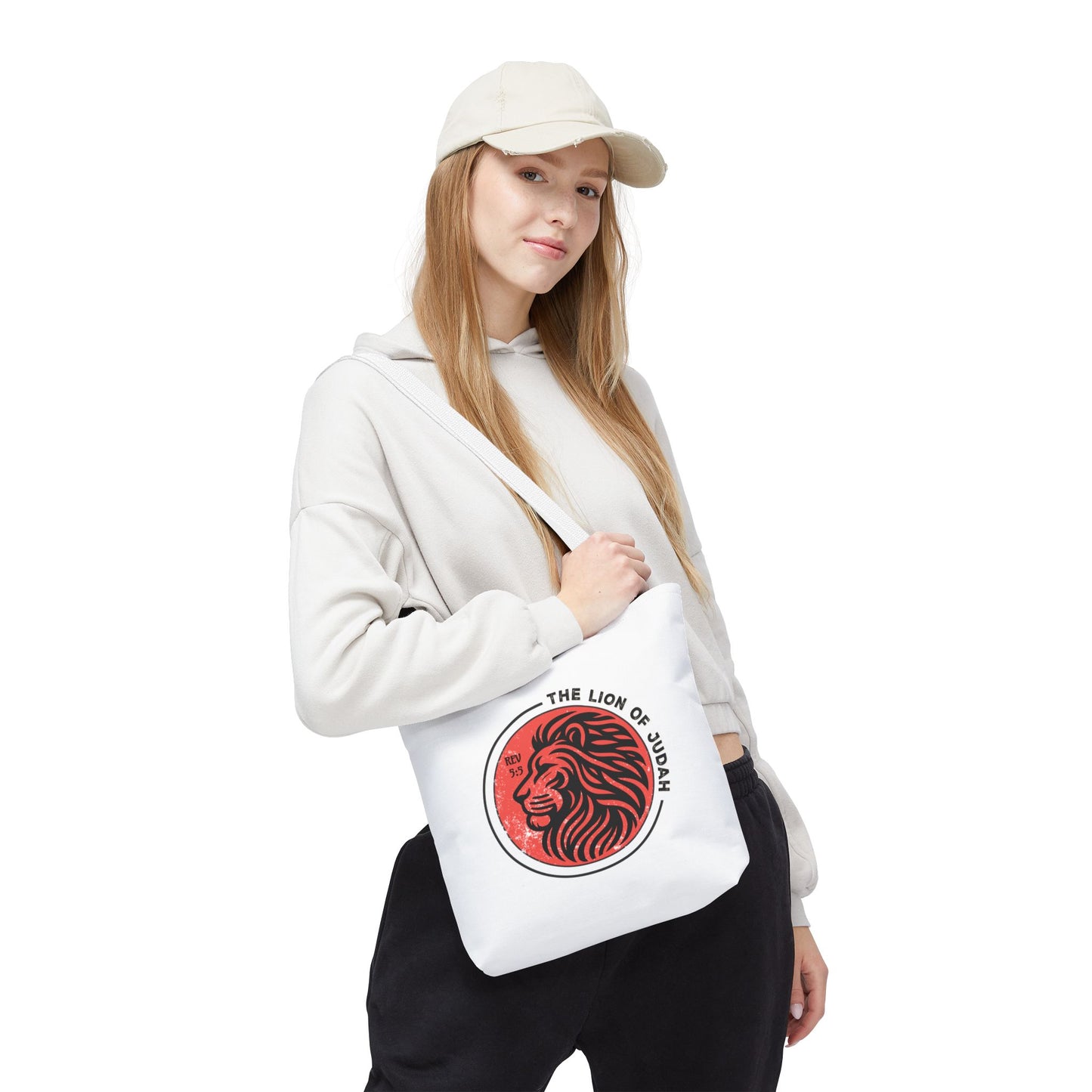 Faith Tote Bag - Romans 5:5 "The Lion of Judah" Design