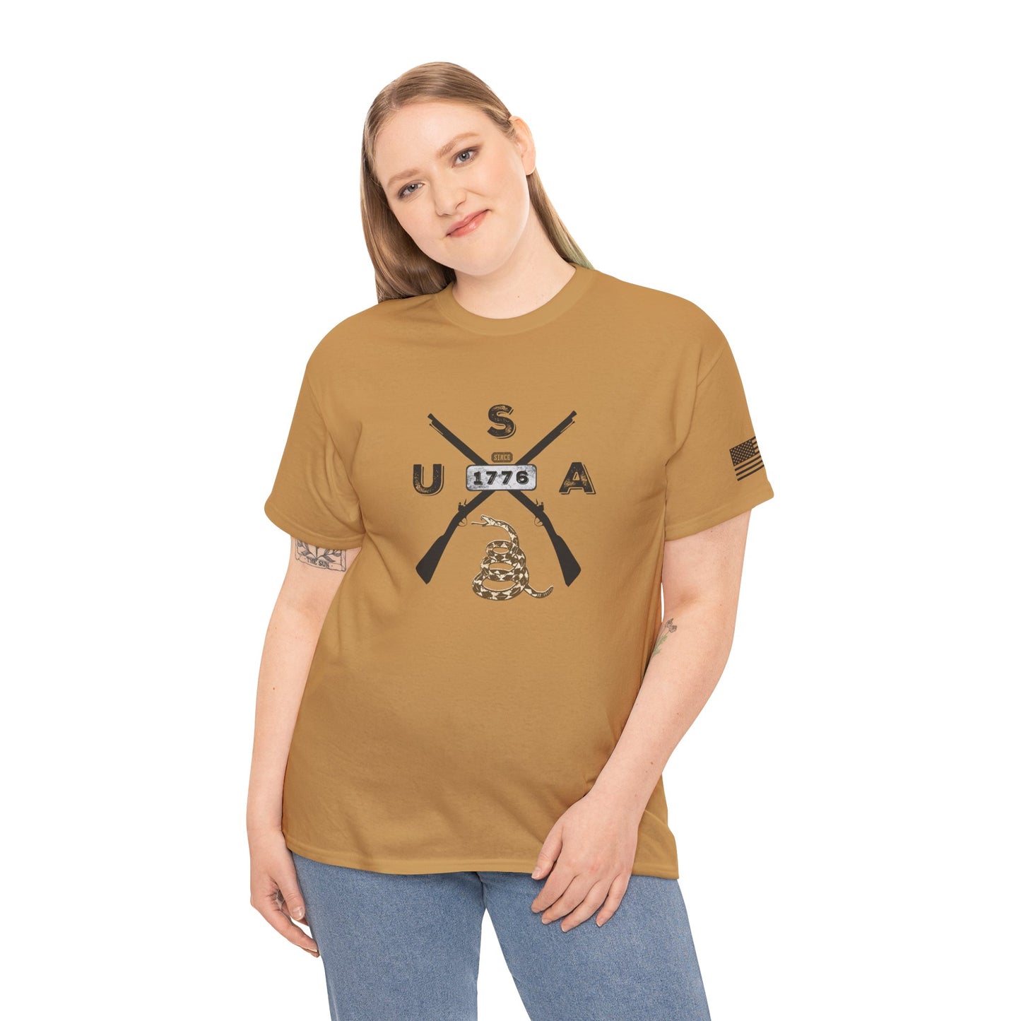 Patriotic Unisex T-Shirt - Gadsen USA Design *Blk