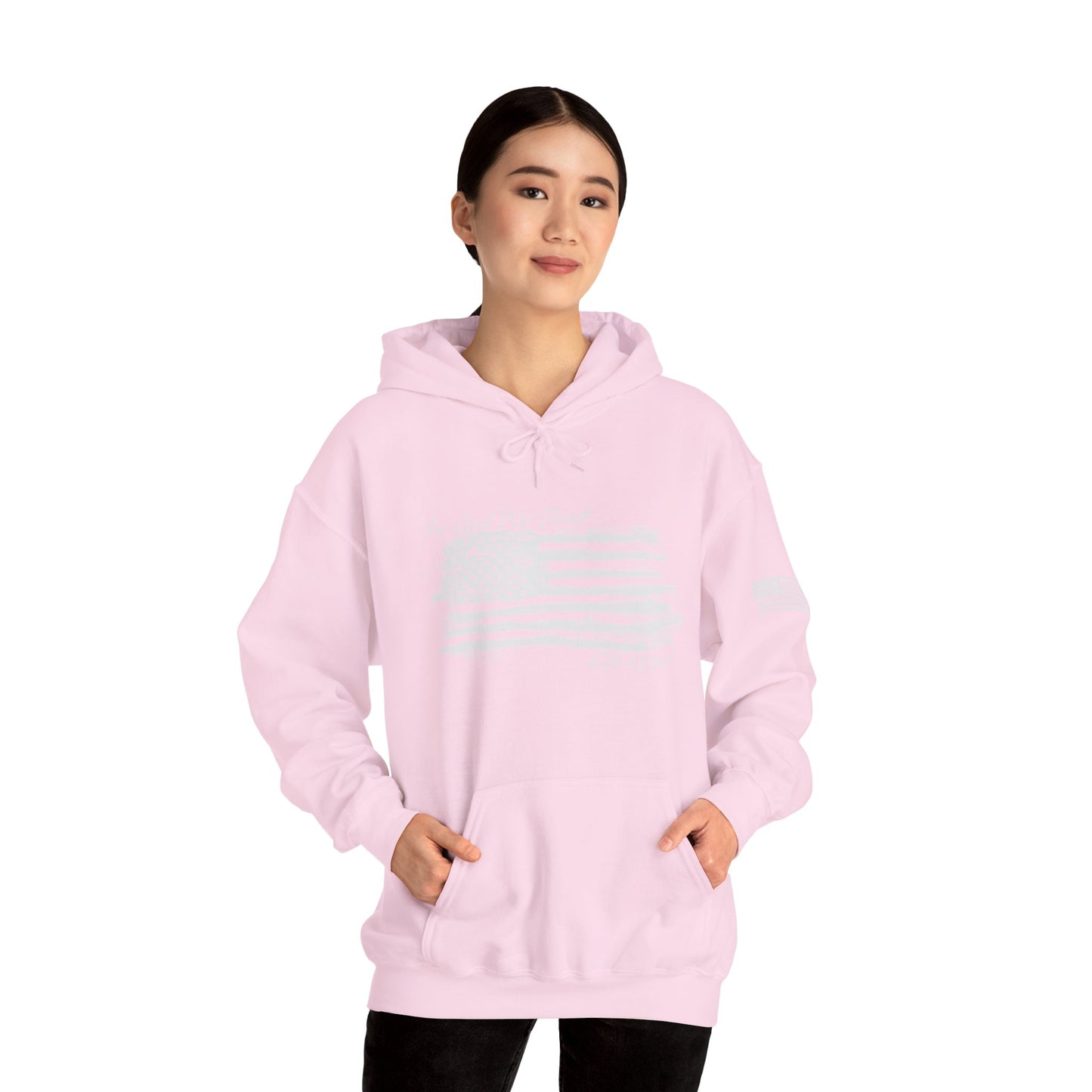 Patriotic "In God We Trust - 1776" Hooded Unisex Sweatshirt *Wht