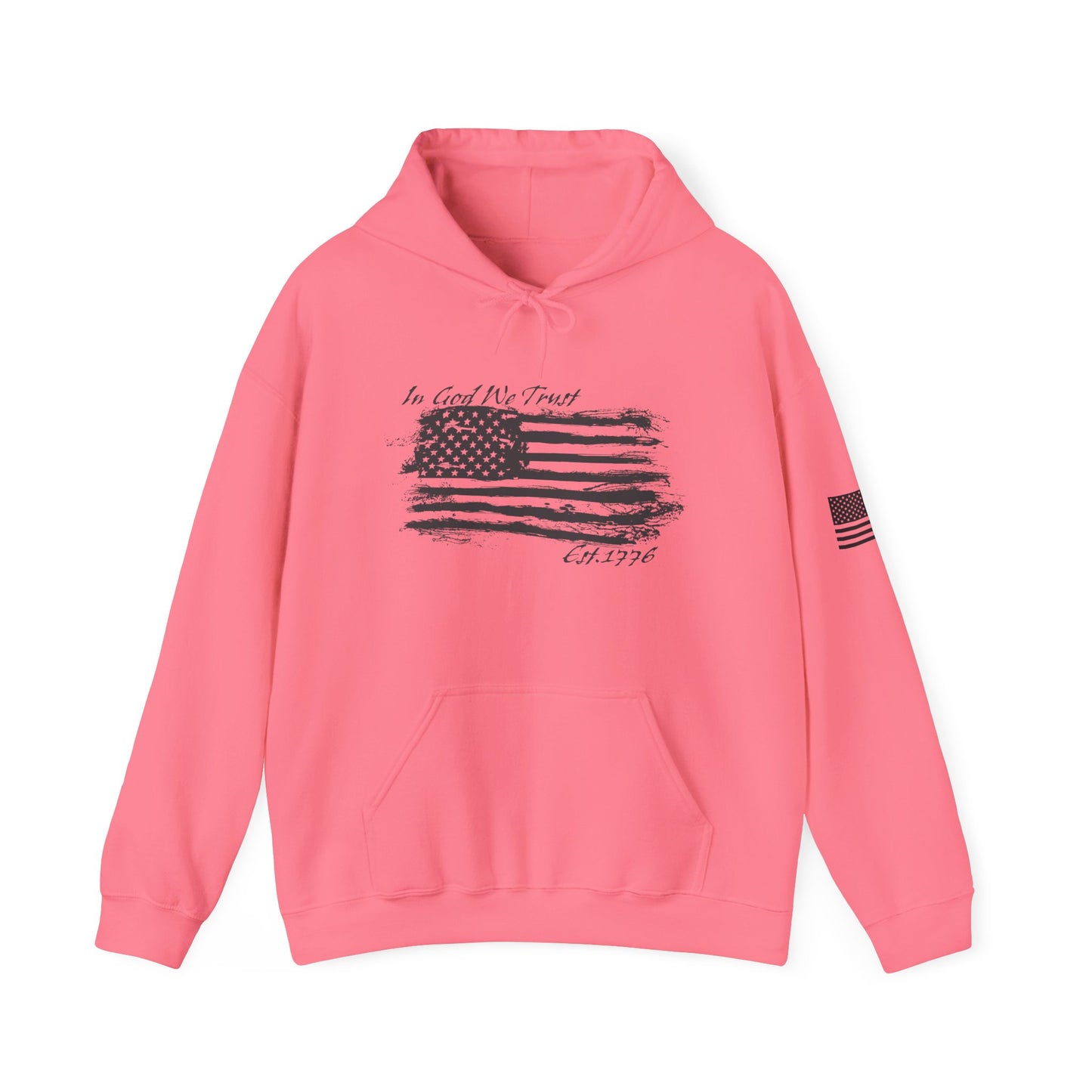 Patriotic "In God We Trust - 1776" Hooded Unisex Sweatshirt *Blk