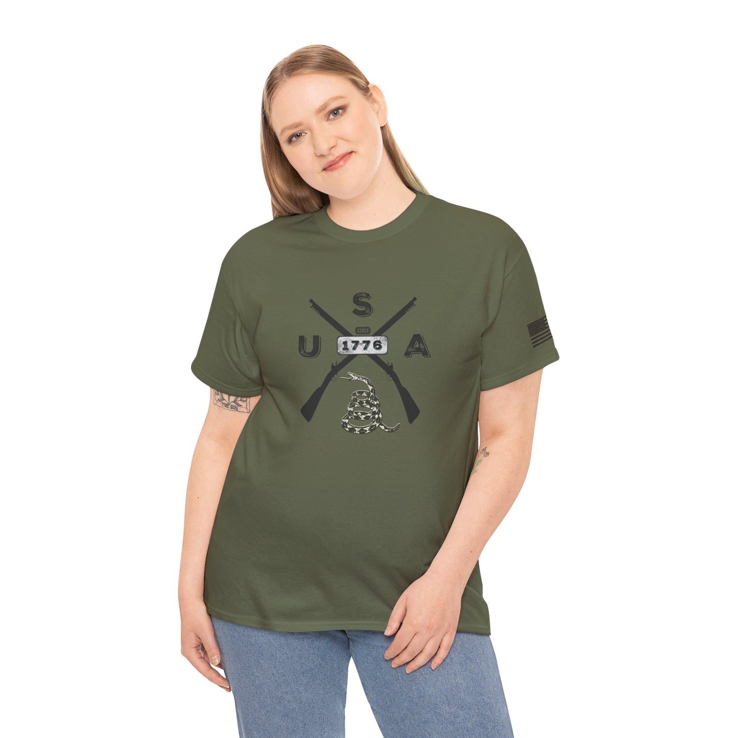 Patriotic Unisex T-Shirt - Gadsen USA Design *Blk