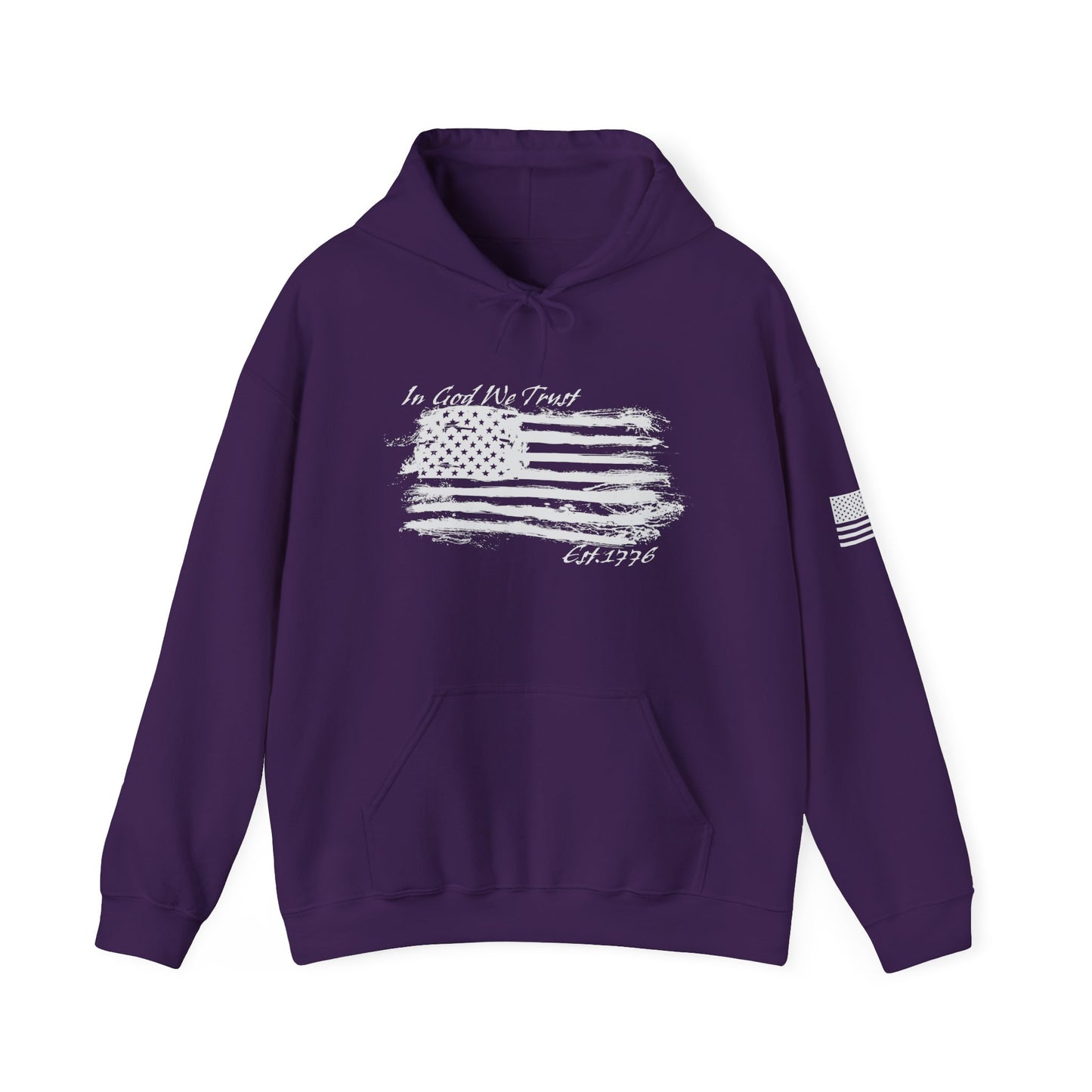 Patriotic "In God We Trust - 1776" Hooded Unisex Sweatshirt *Wht