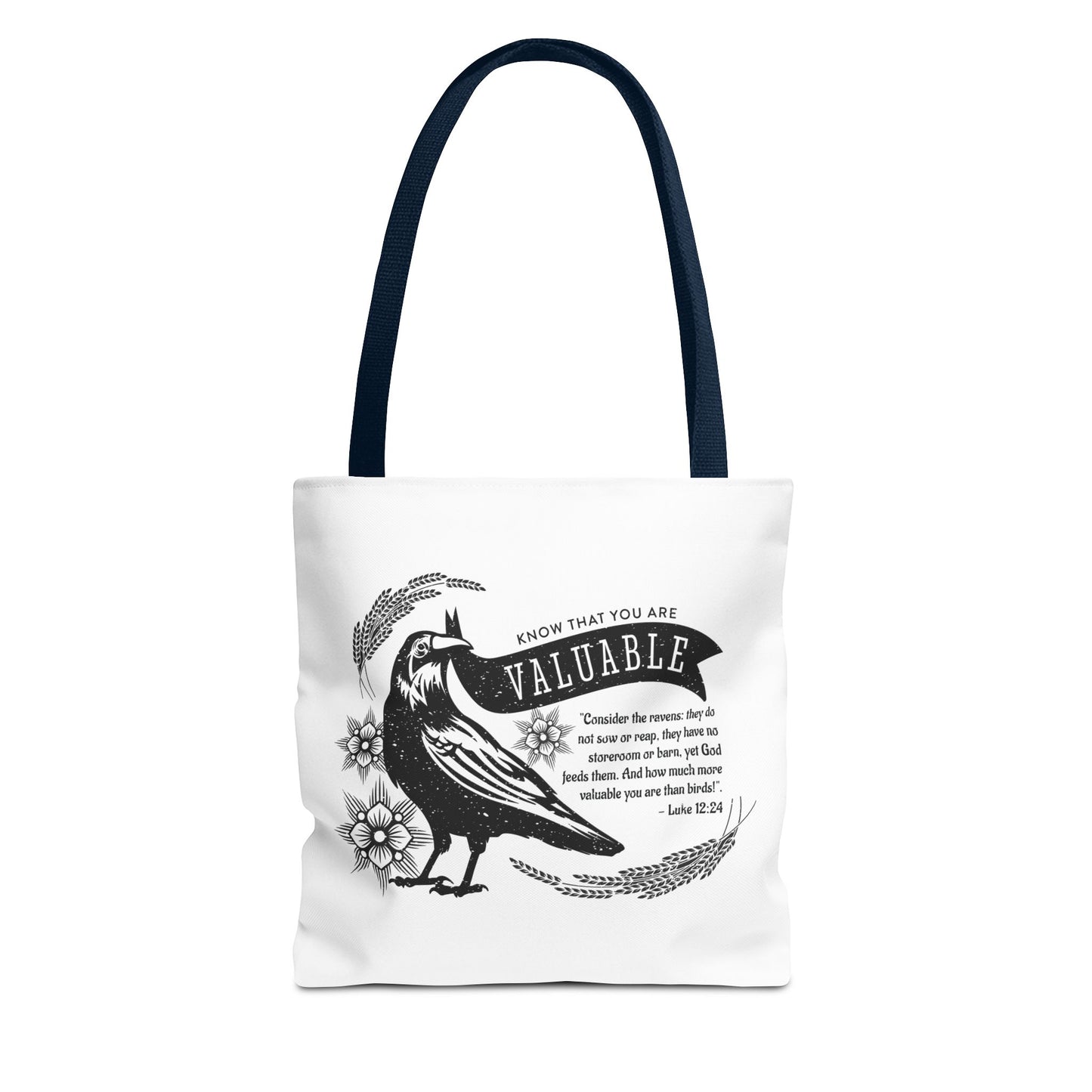 Faith Artistry Tote Bag - Luke 12:24 You are Valuable to God