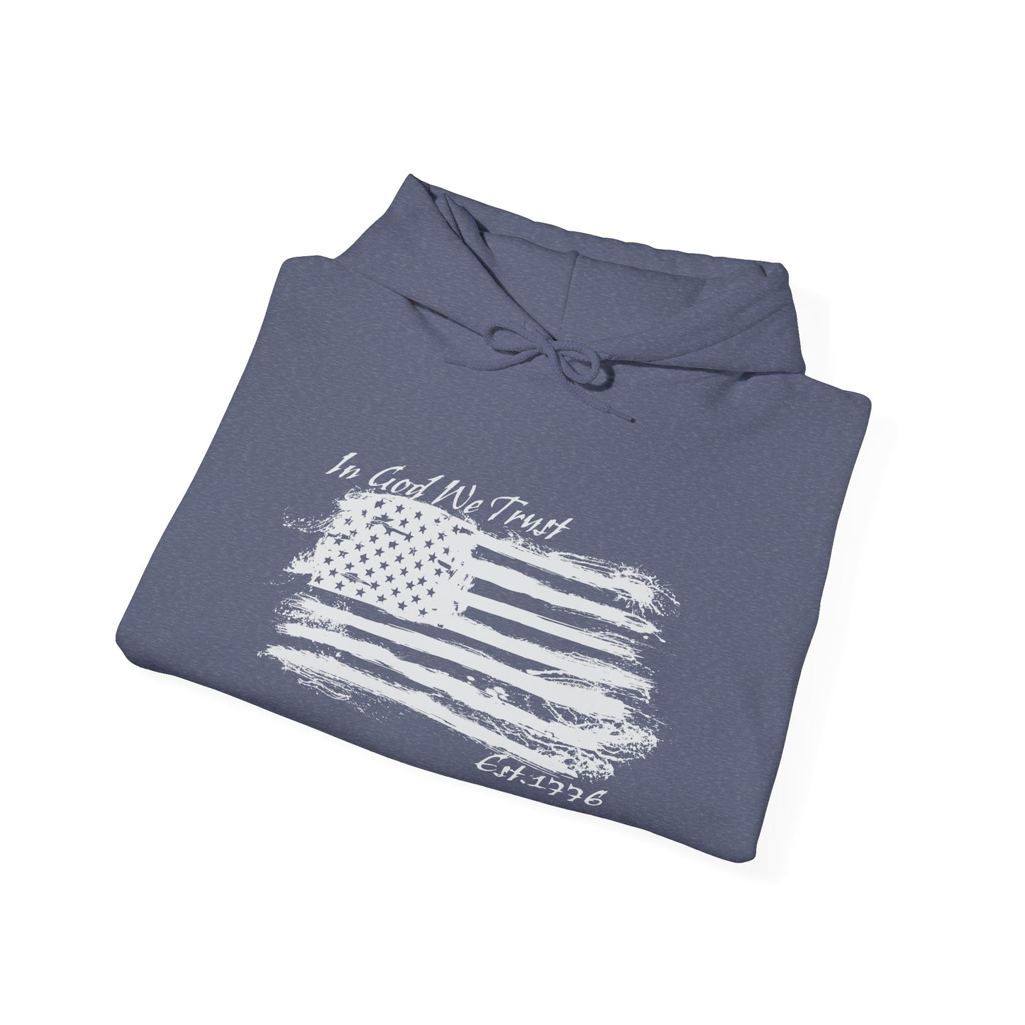 Patriotic "In God We Trust - 1776" Hooded Unisex Sweatshirt *Wht