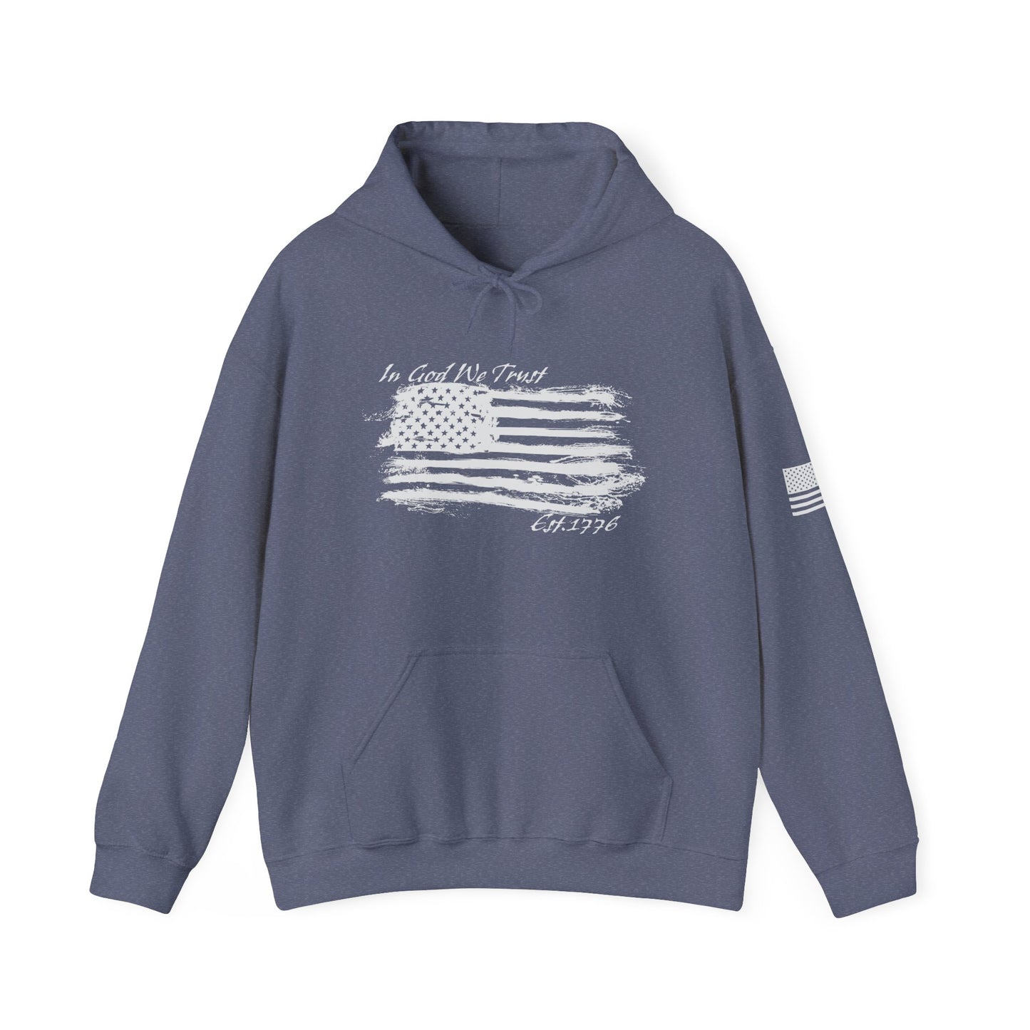 Patriotic "In God We Trust - 1776" Hooded Unisex Sweatshirt *Wht