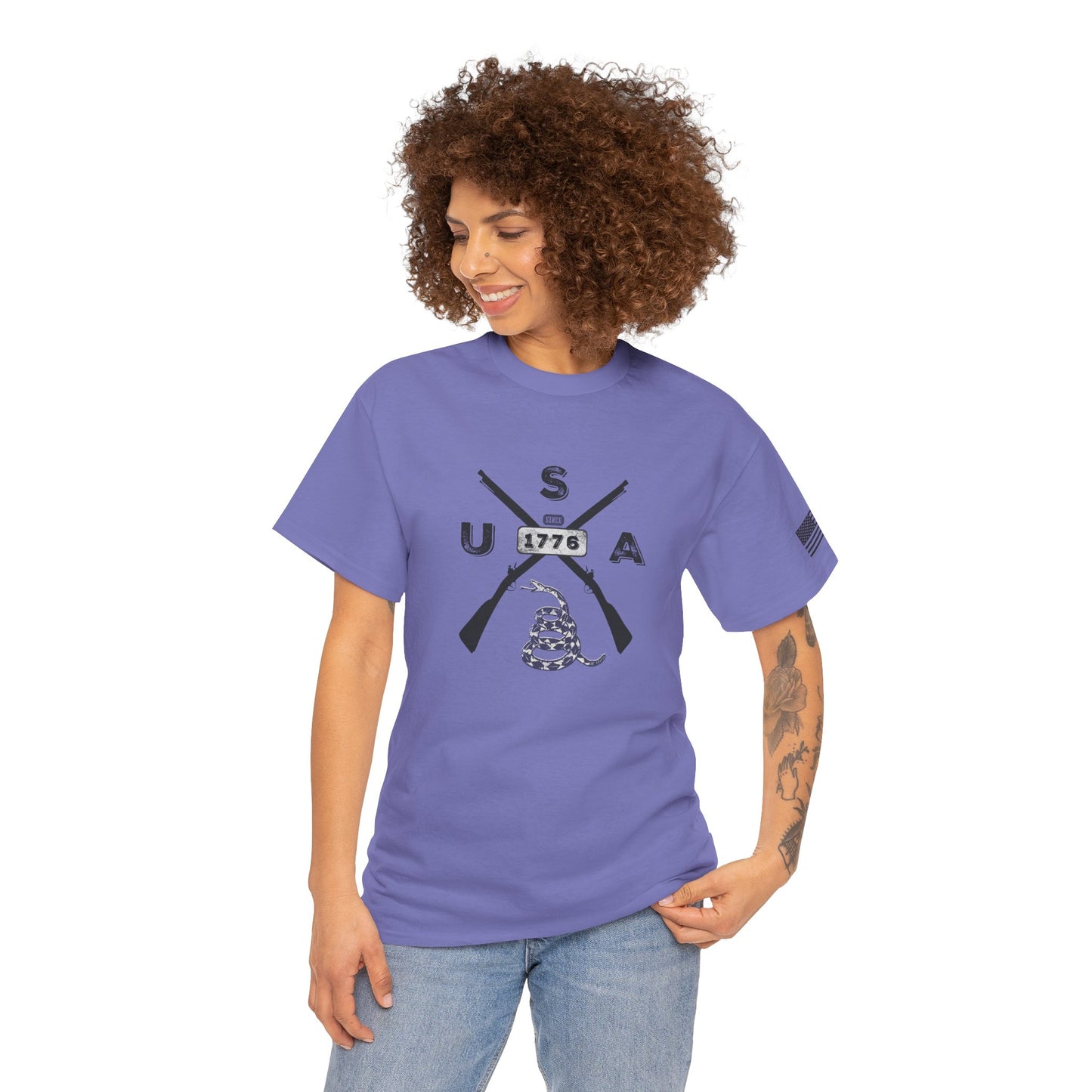 Patriotic Unisex T-Shirt - Gadsen USA Design *Blk