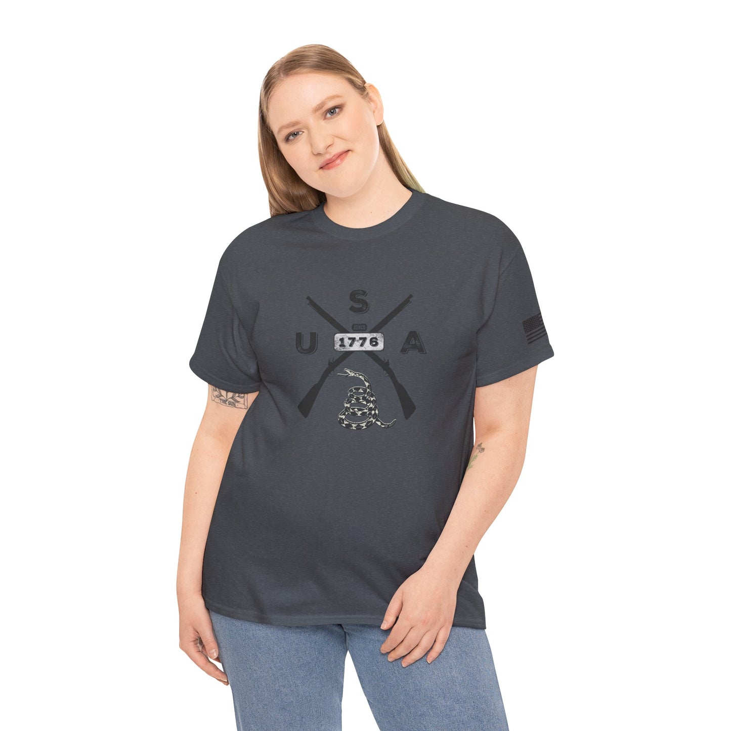 Patriotic Unisex T-Shirt - Gadsen USA Design *Blk