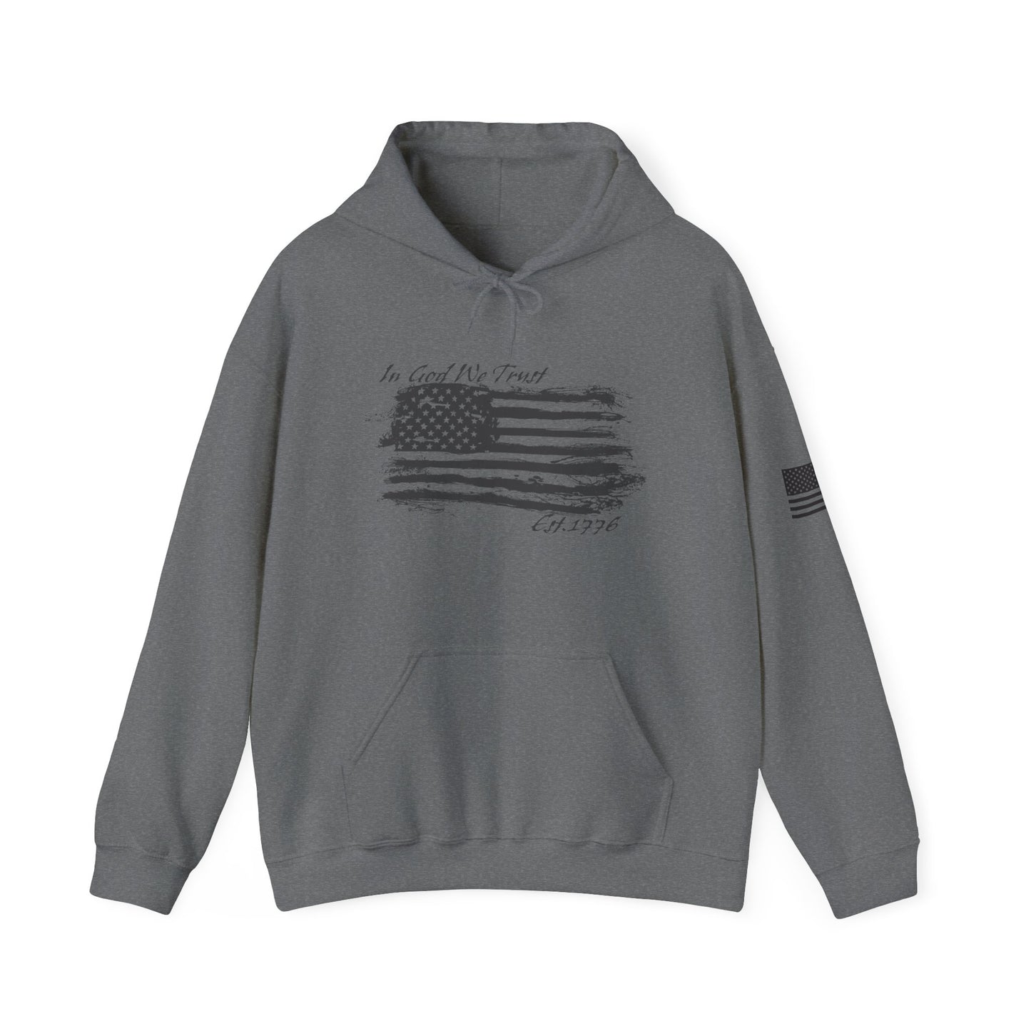 Patriotic "In God We Trust - 1776" Hooded Unisex Sweatshirt *Blk