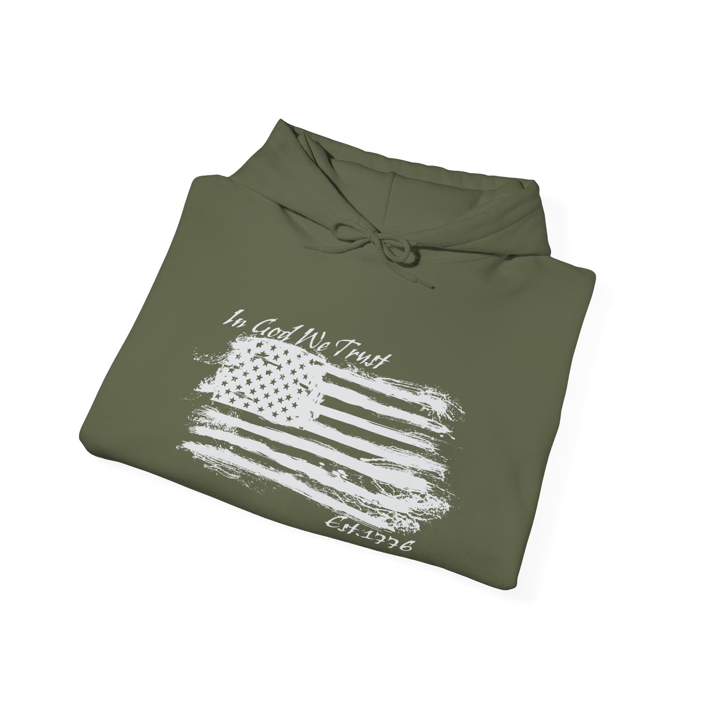 Patriotic "In God We Trust - 1776" Hooded Unisex Sweatshirt *Wht