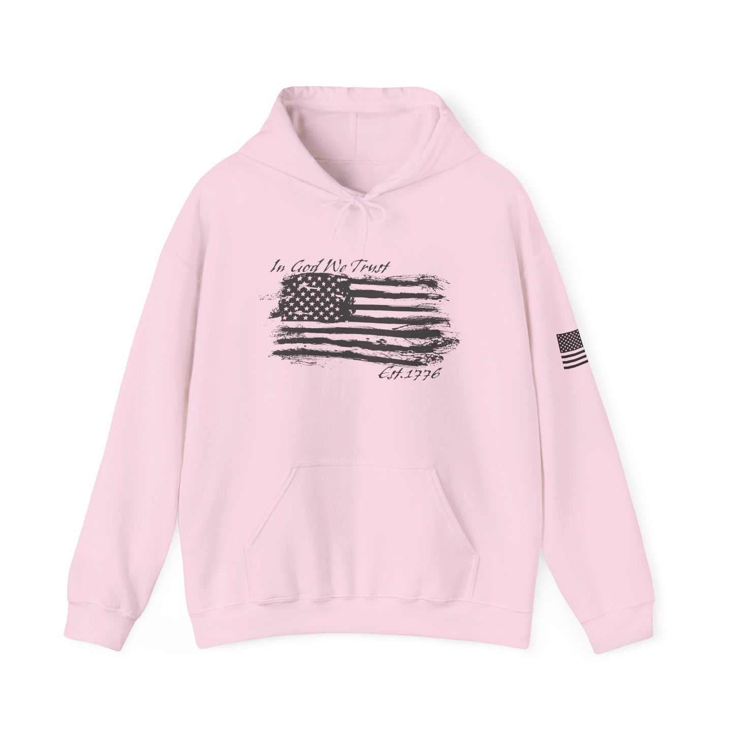 Patriotic "In God We Trust - 1776" Hooded Unisex Sweatshirt *Blk