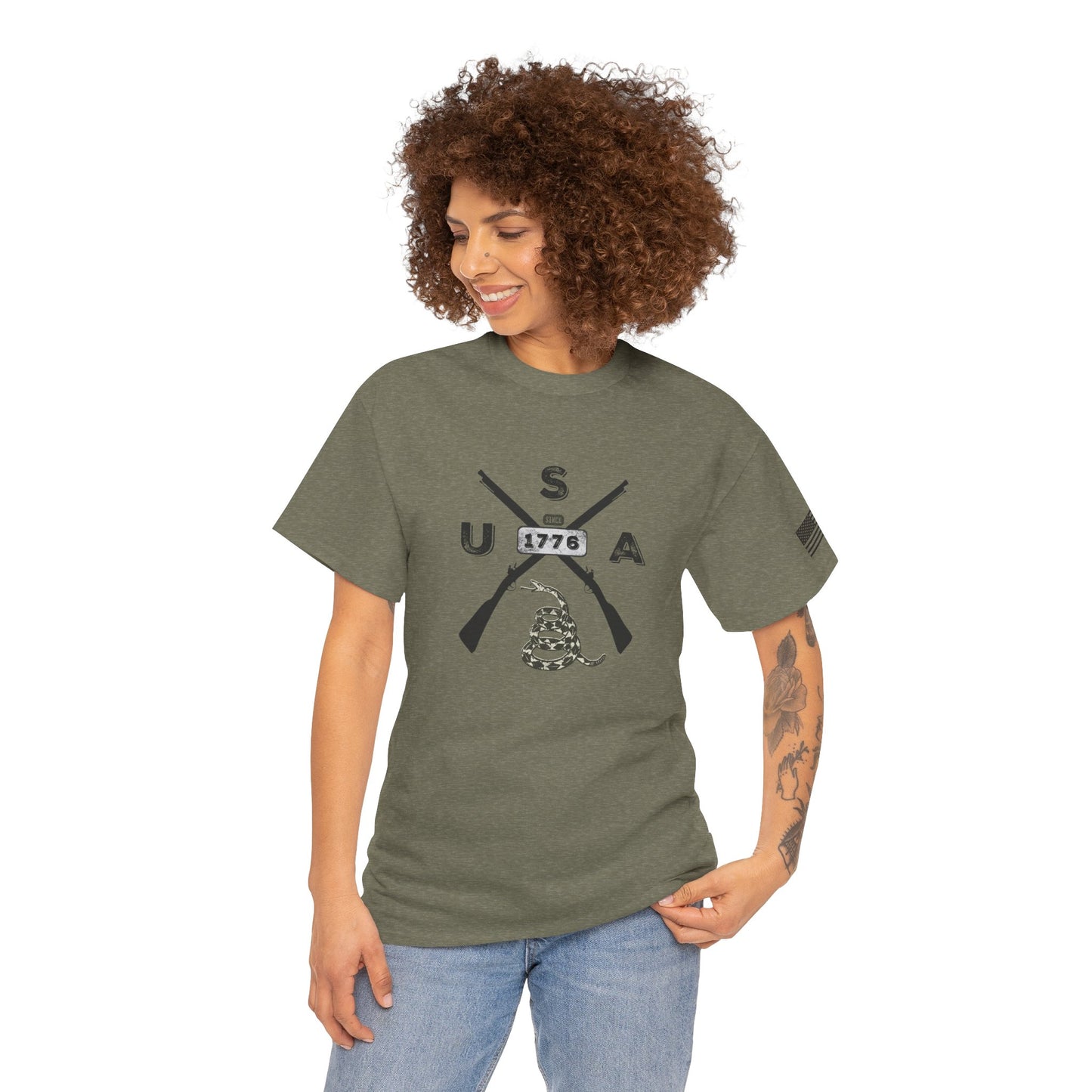 Patriotic Unisex T-Shirt - Gadsen USA Design *Blk