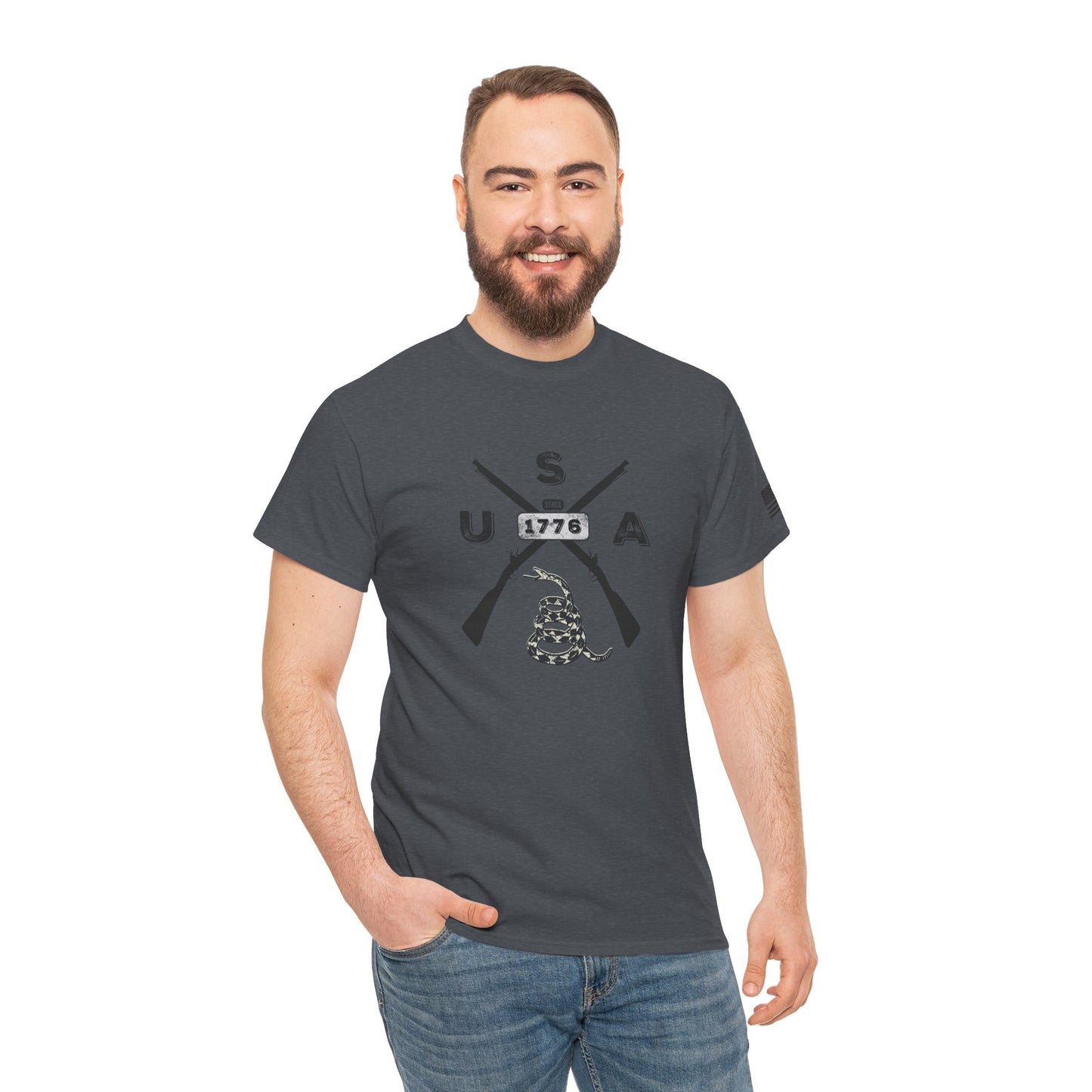 Patriotic Unisex T-Shirt - Gadsen USA Design *Blk