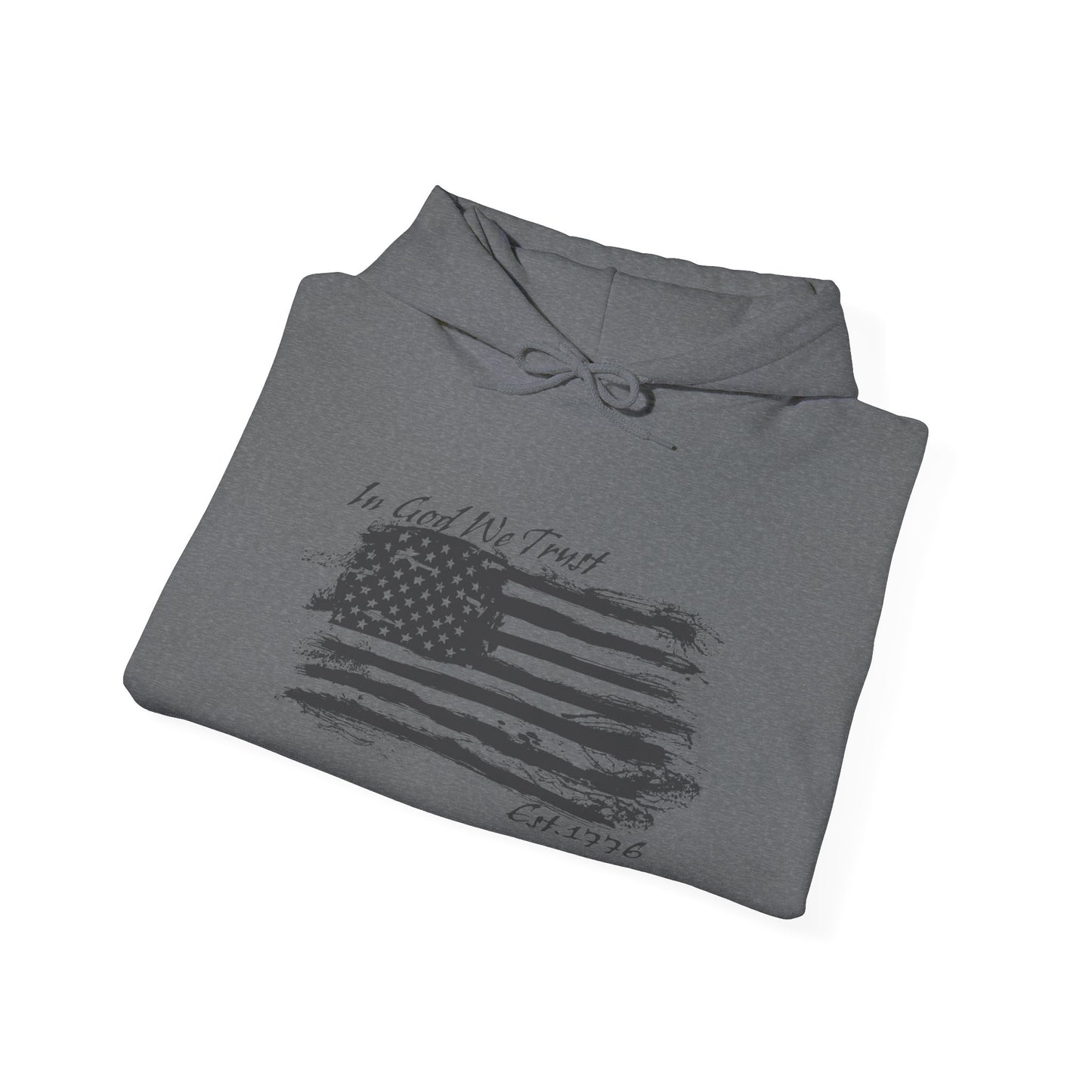 Patriotic "In God We Trust - 1776" Hooded Unisex Sweatshirt *Blk