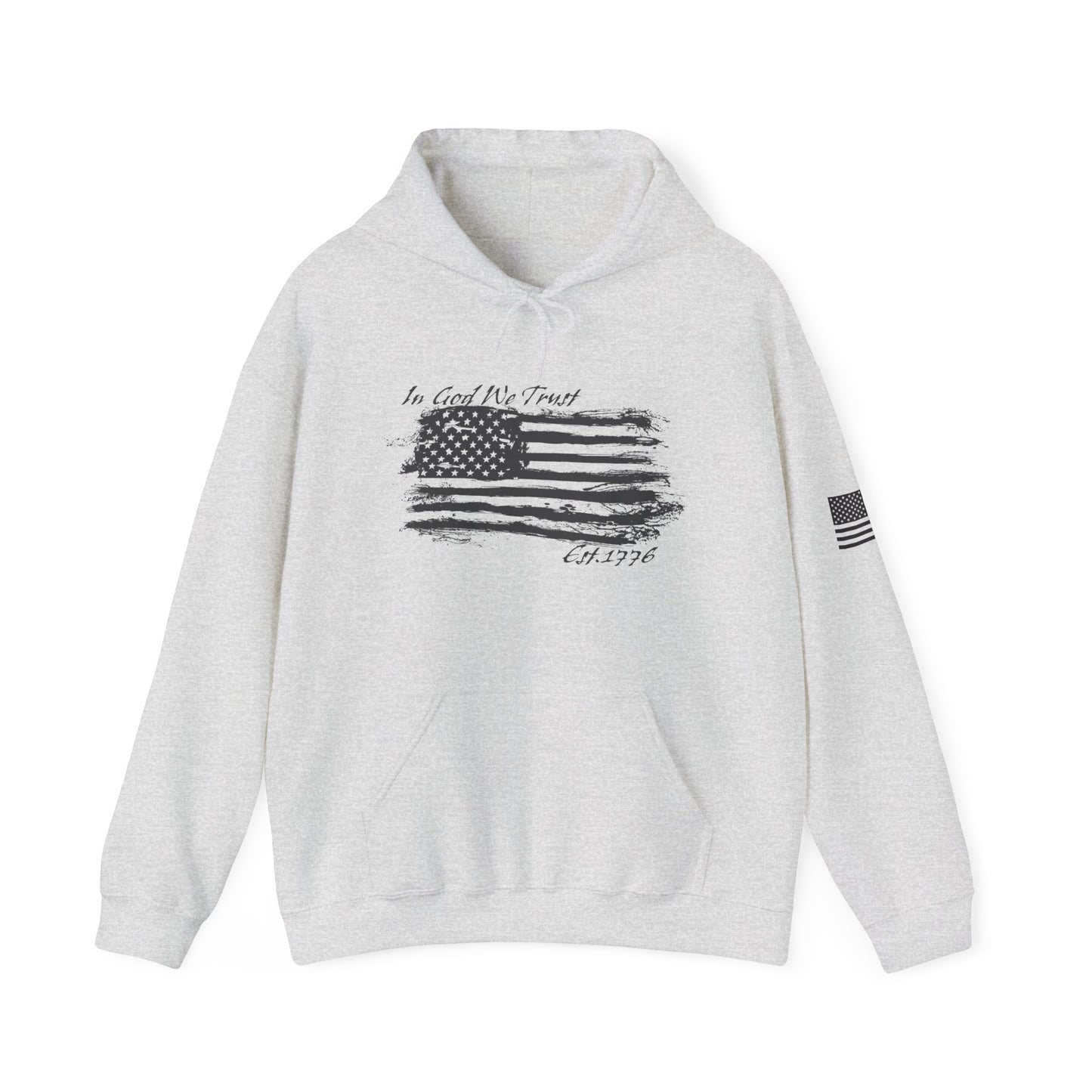 Patriotic "In God We Trust - 1776" Hooded Unisex Sweatshirt *Blk