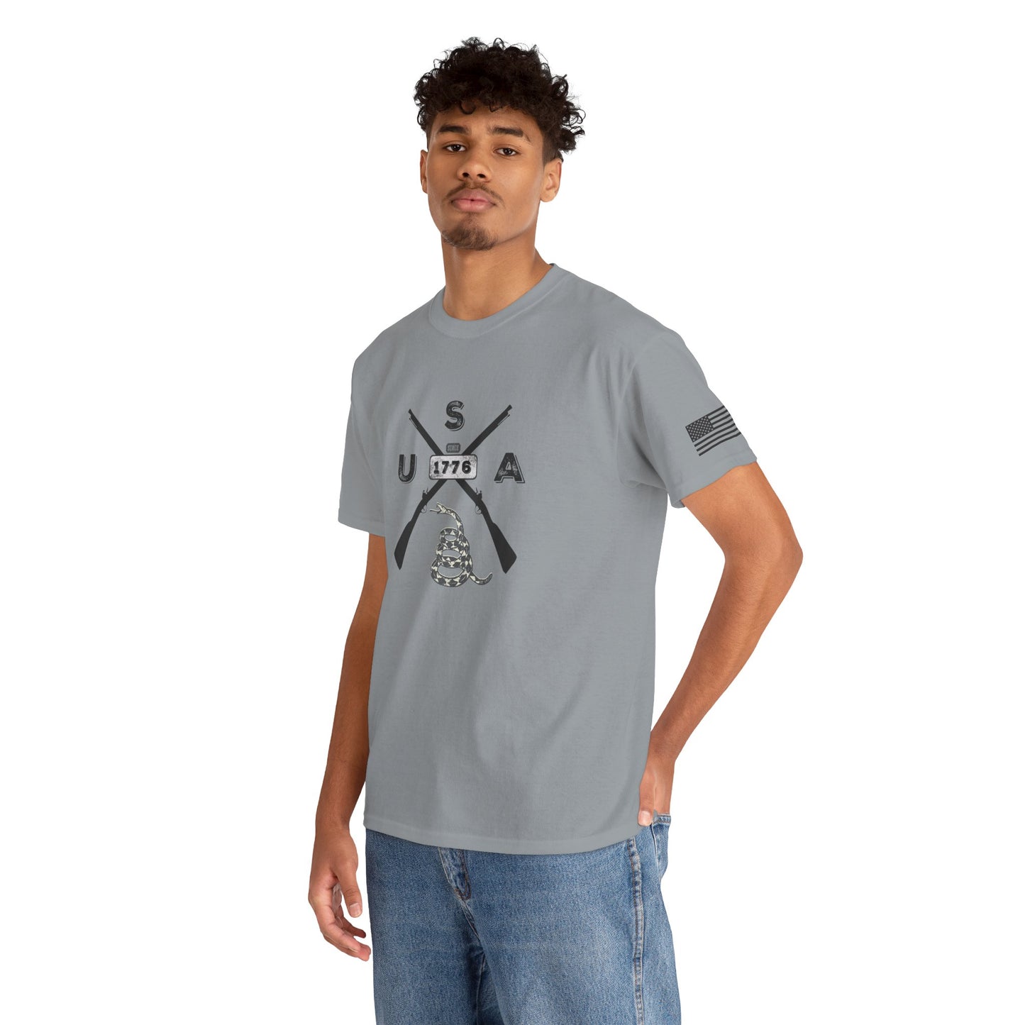 Patriotic Unisex T-Shirt - Gadsen USA Design *Blk